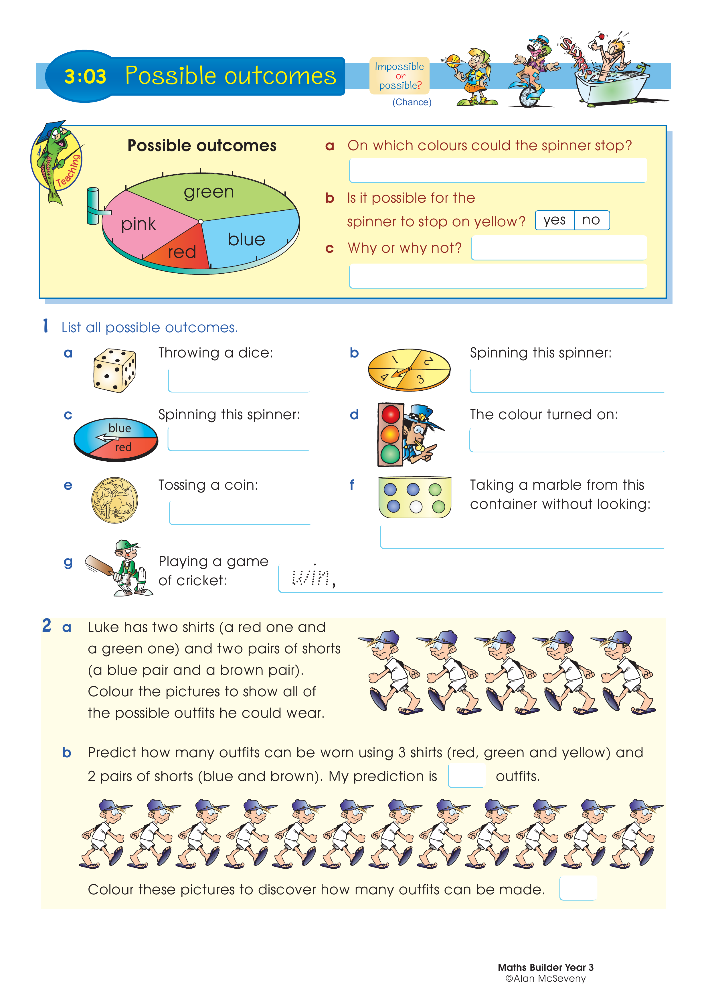 Possible outcomes — worksheet preview