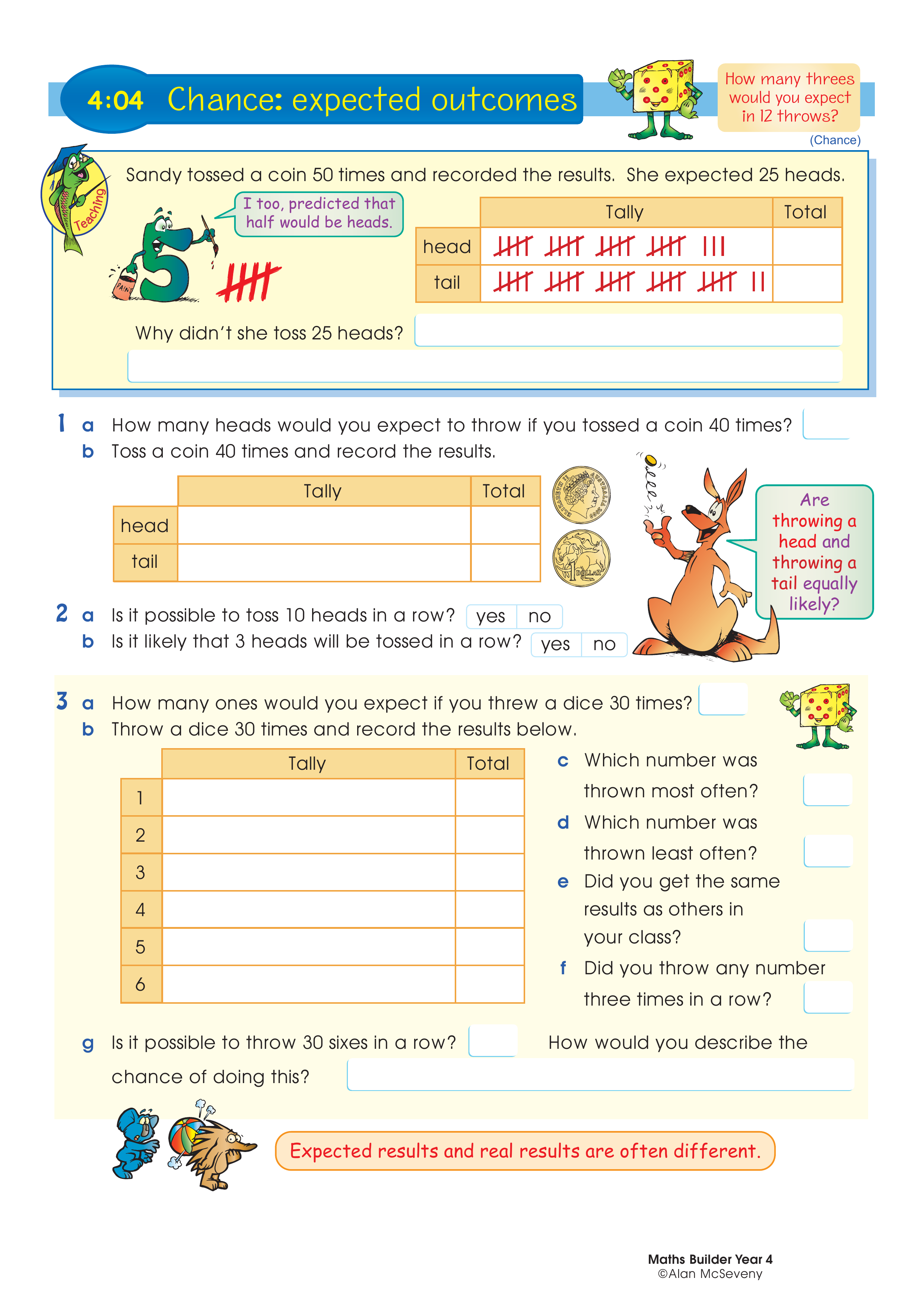 Chance: Expected outcomes — worksheet preview