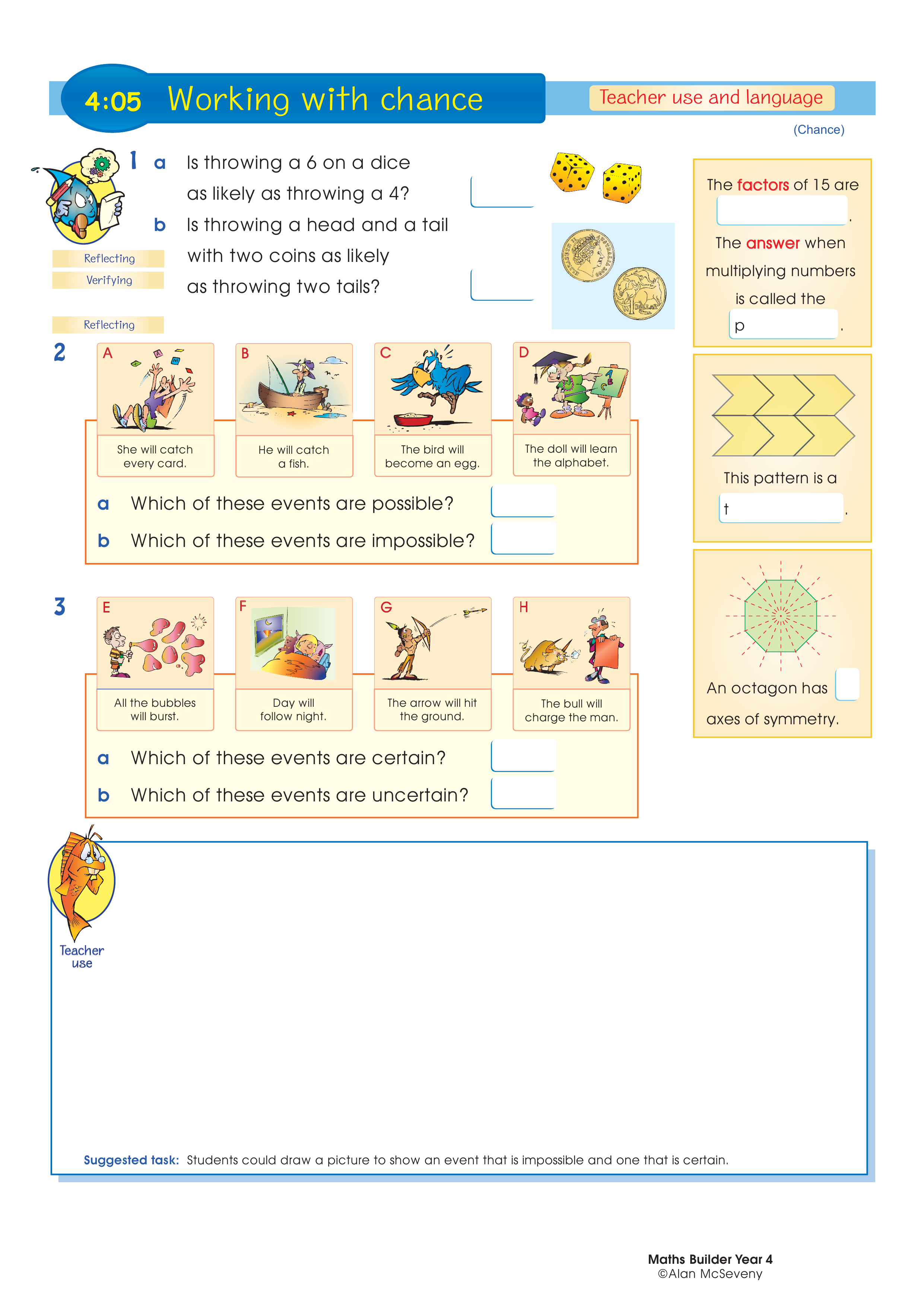 Working with chance — worksheet preview