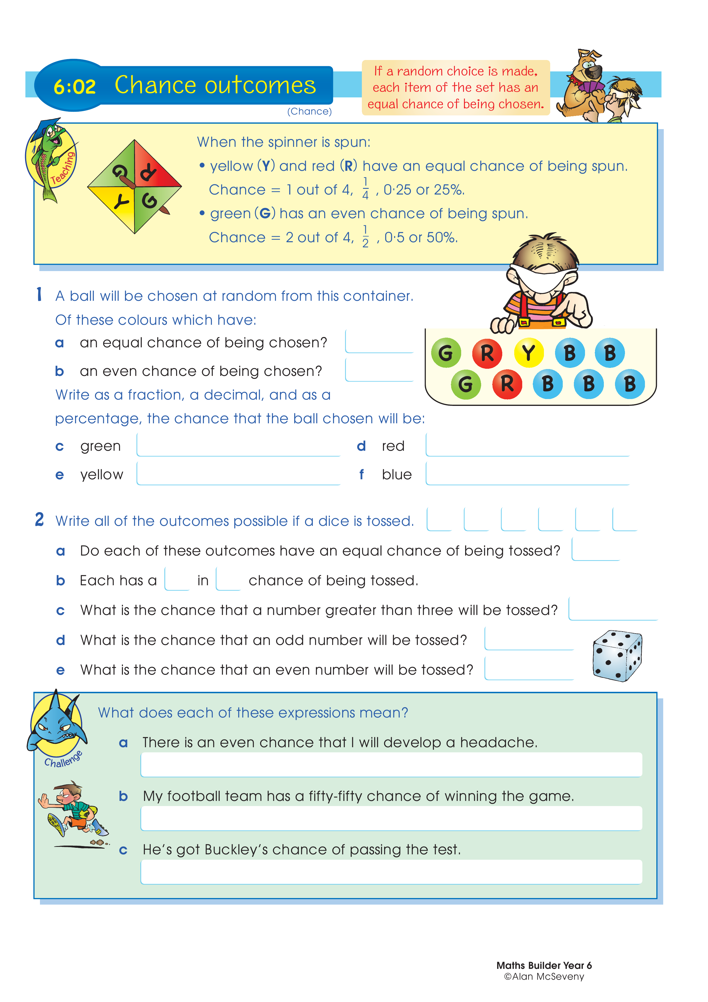 Chance outcomes — worksheet preview