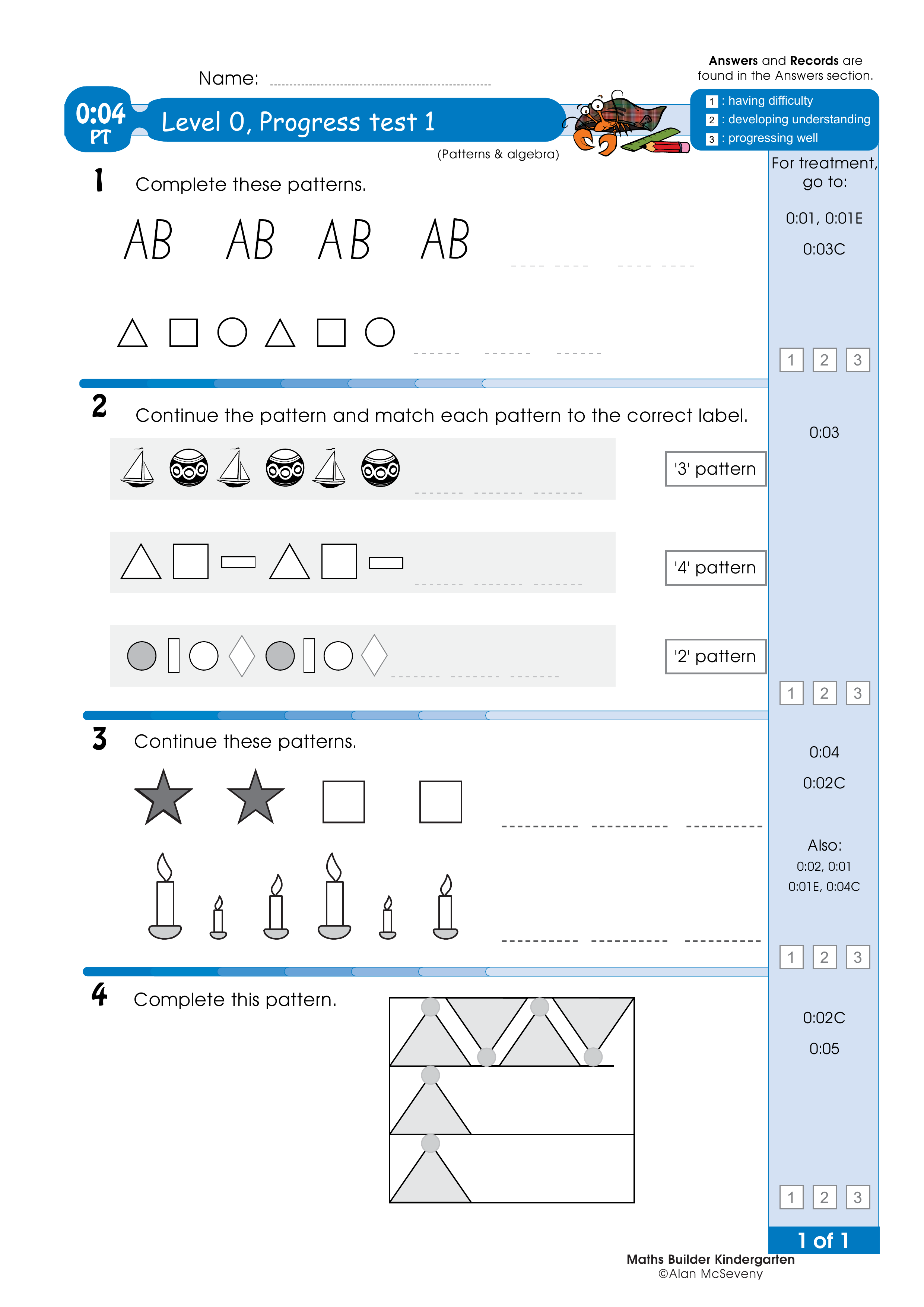 Progress test — worksheet preview
