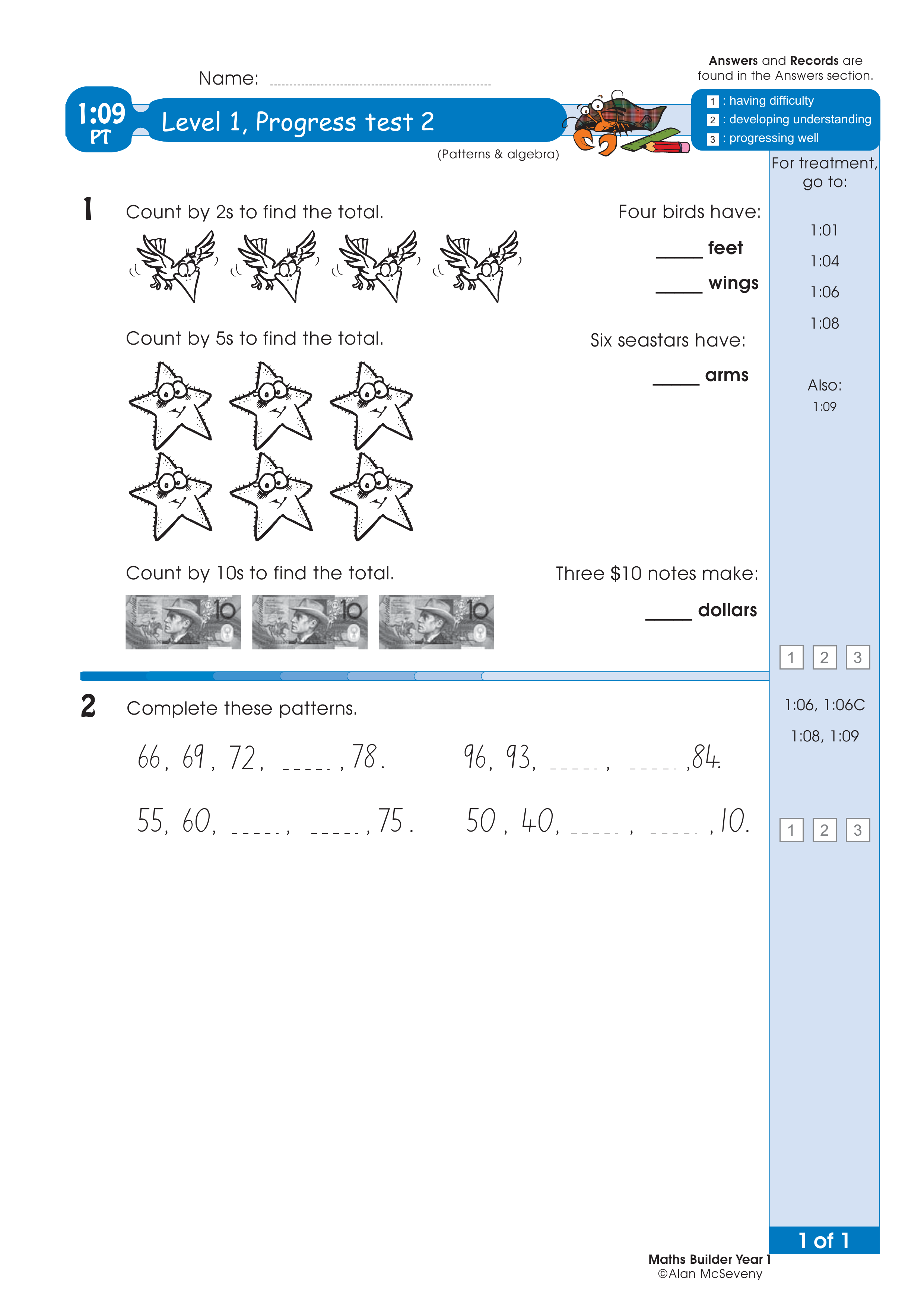 Progress test — worksheet preview