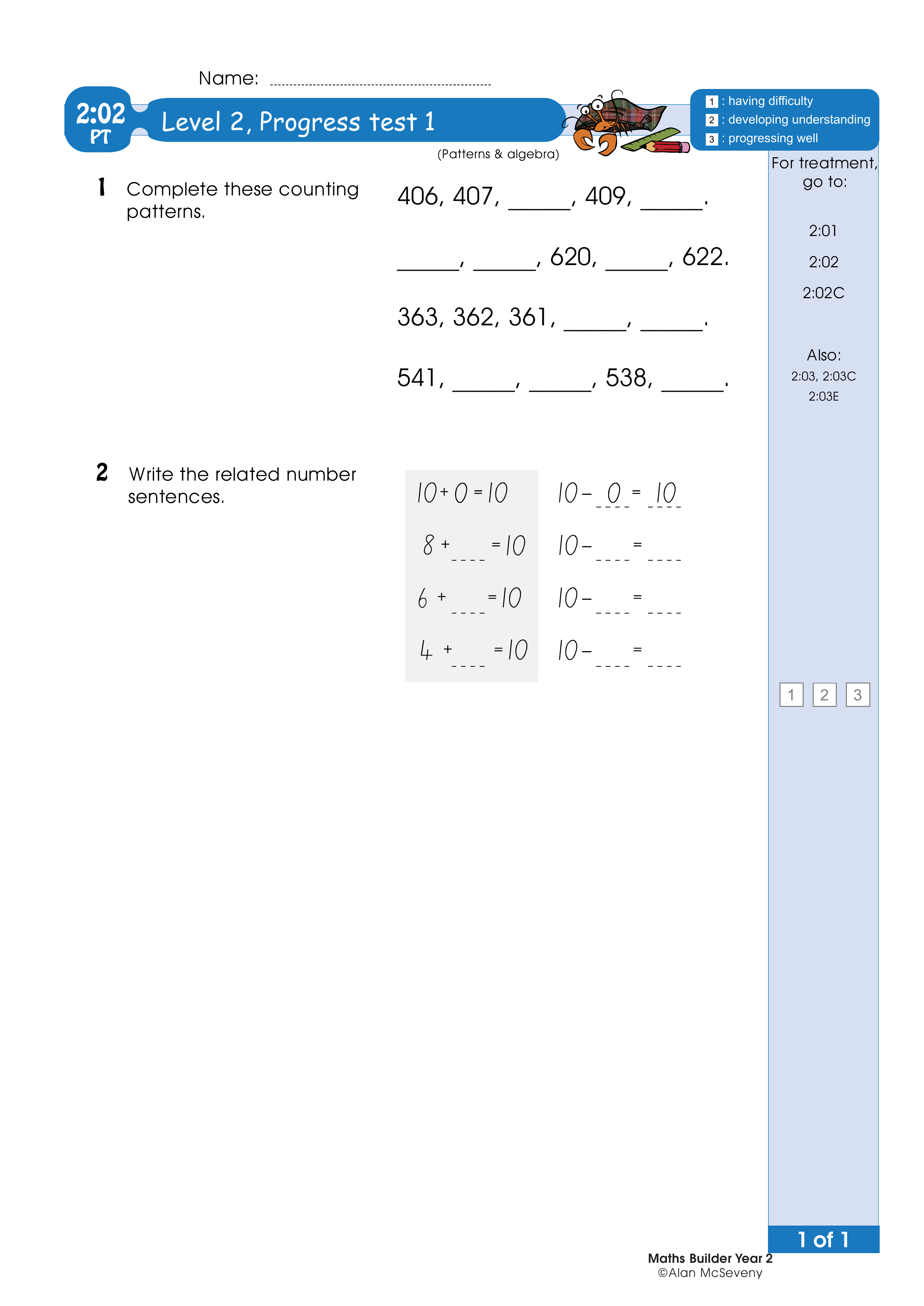 Progress test — worksheet preview