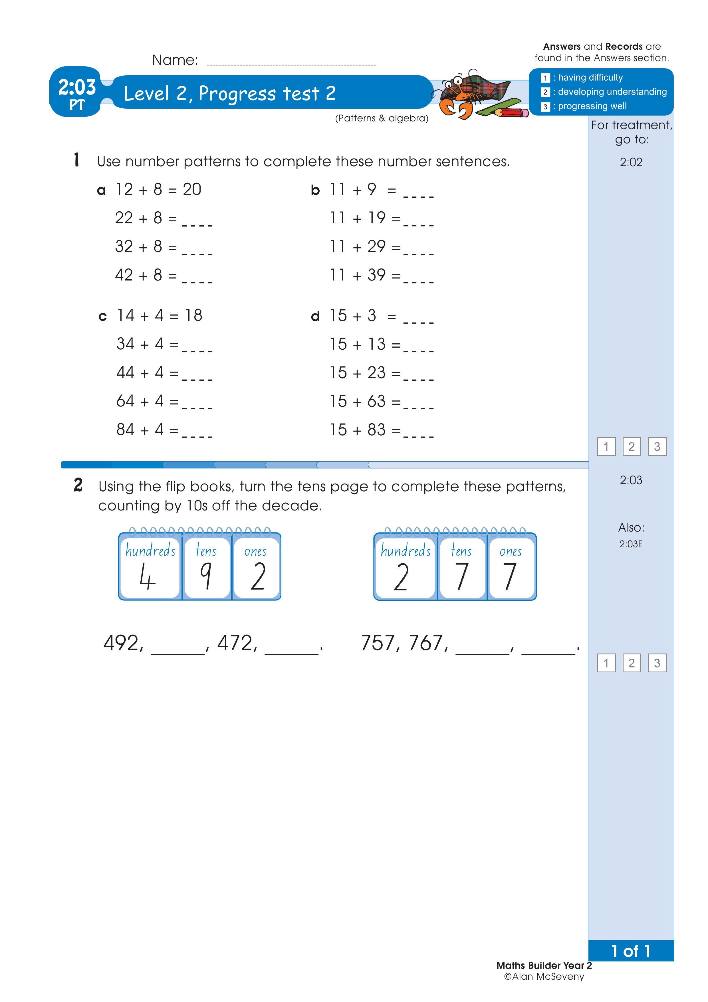 Progress test — worksheet preview