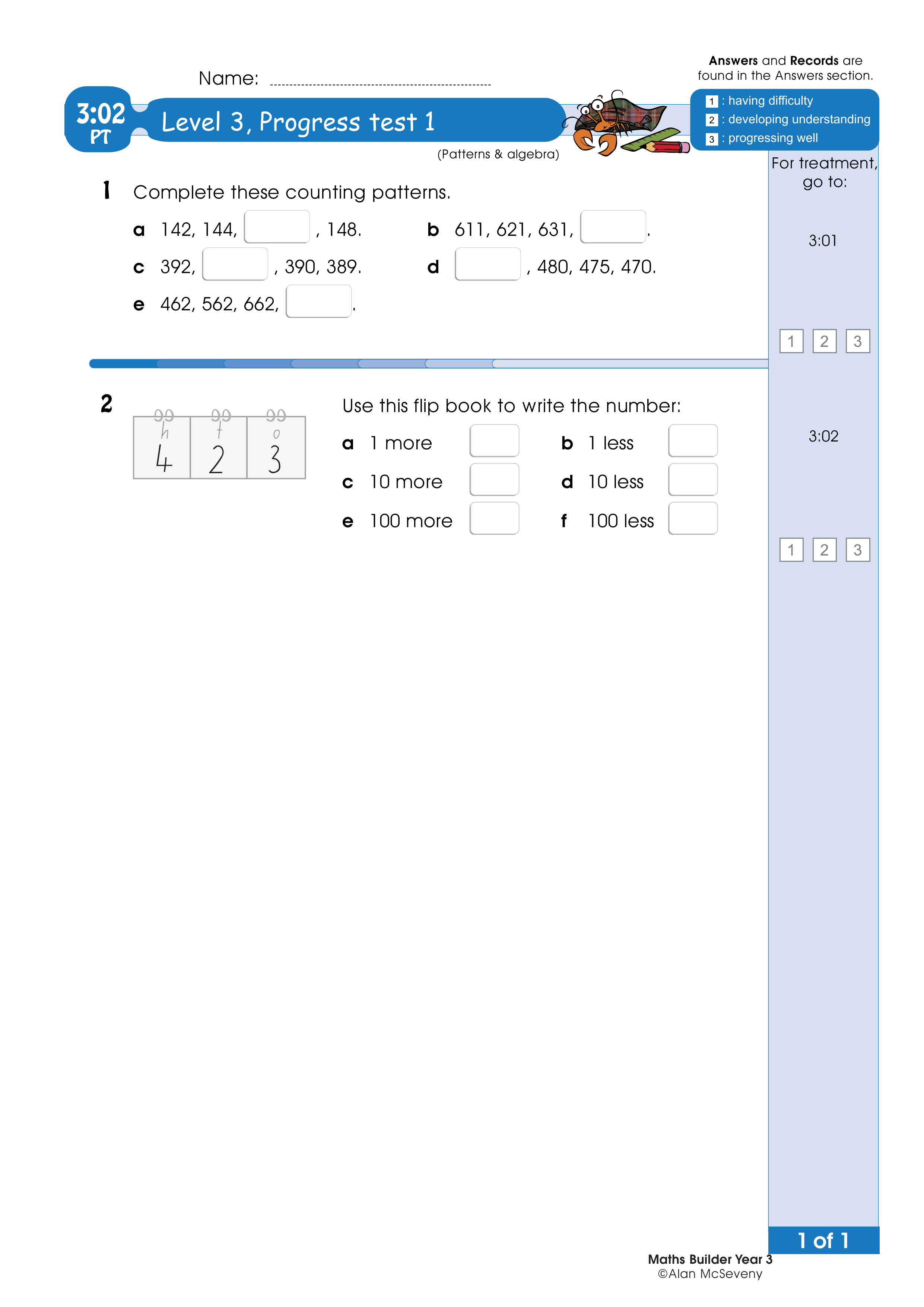 Progress test — worksheet preview