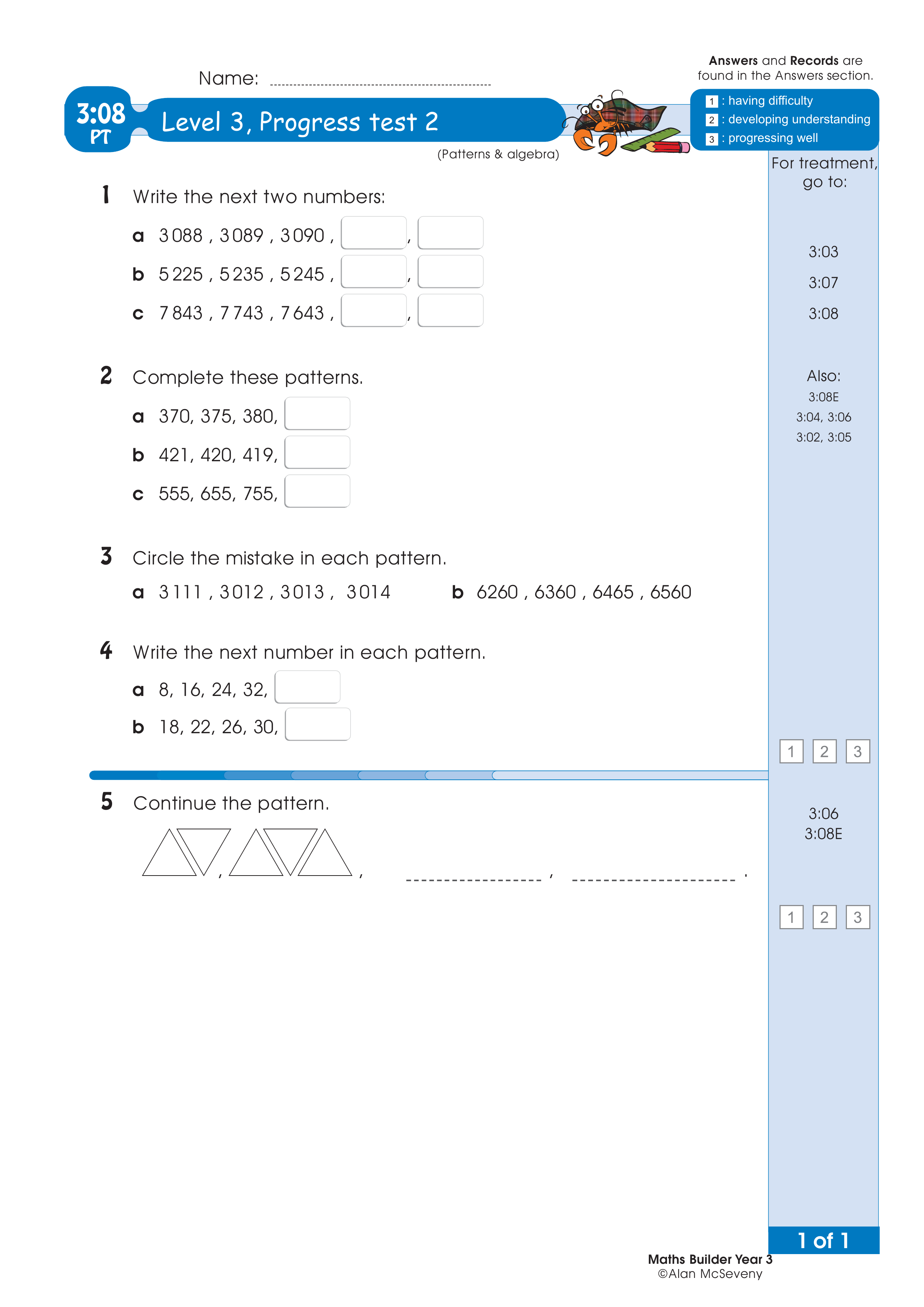 Progress test — worksheet preview