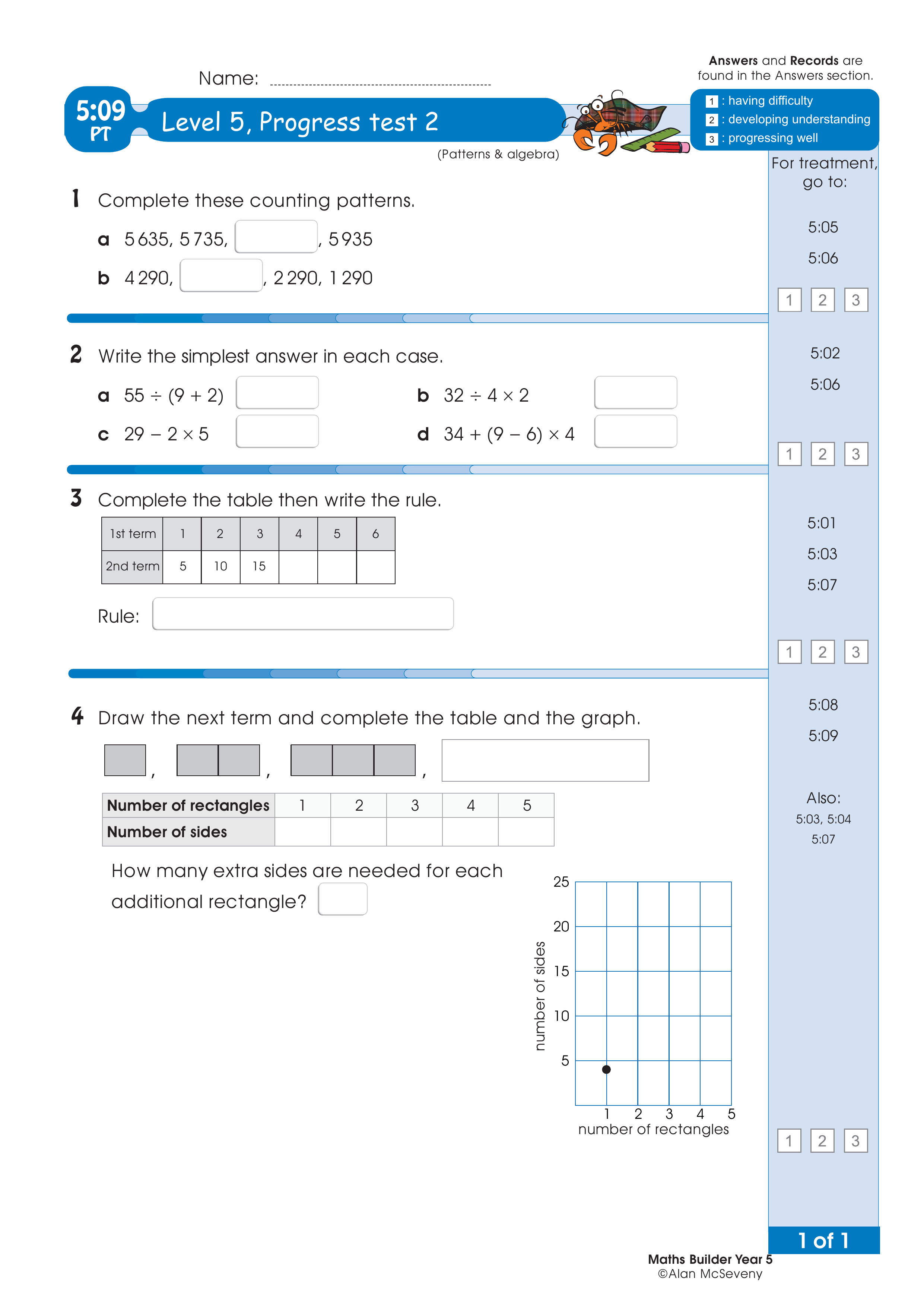 Progress test — worksheet preview