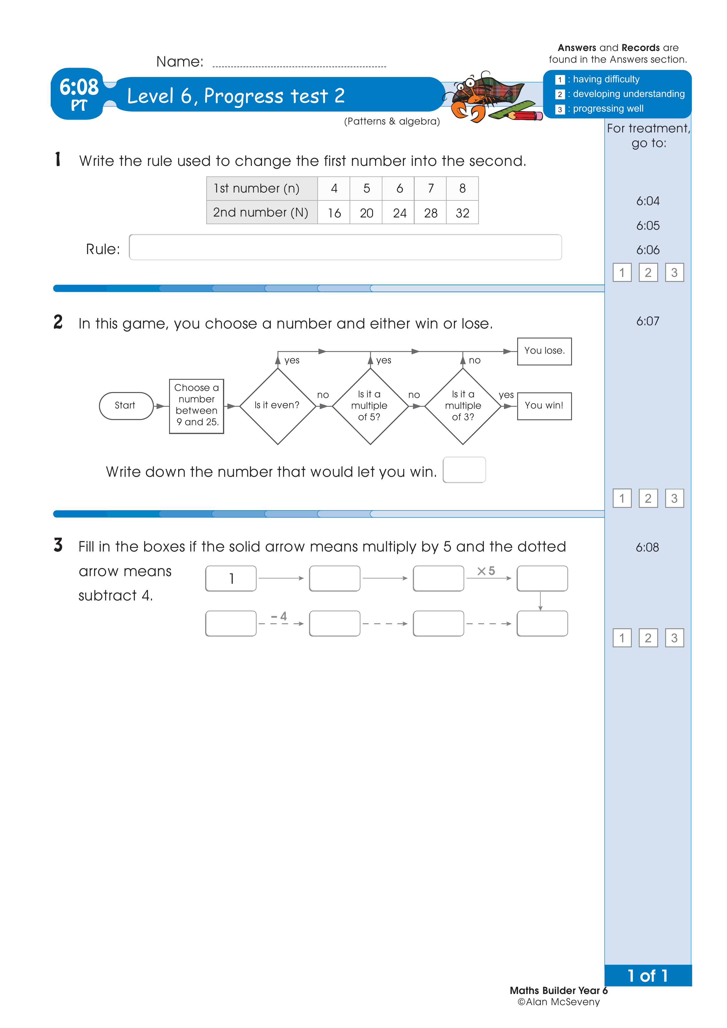 Progress test — worksheet preview