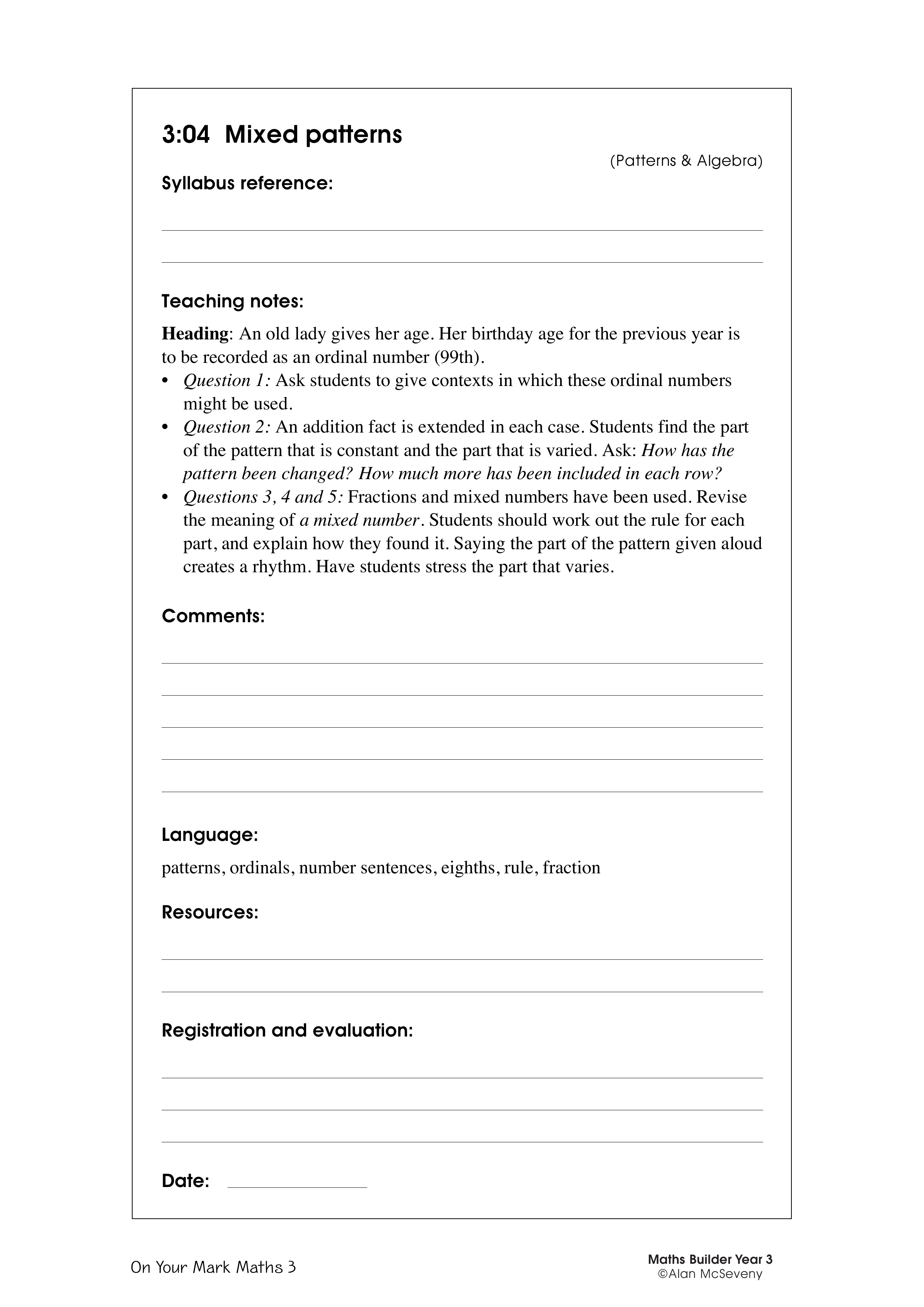 Mixed patterns — worksheet preview