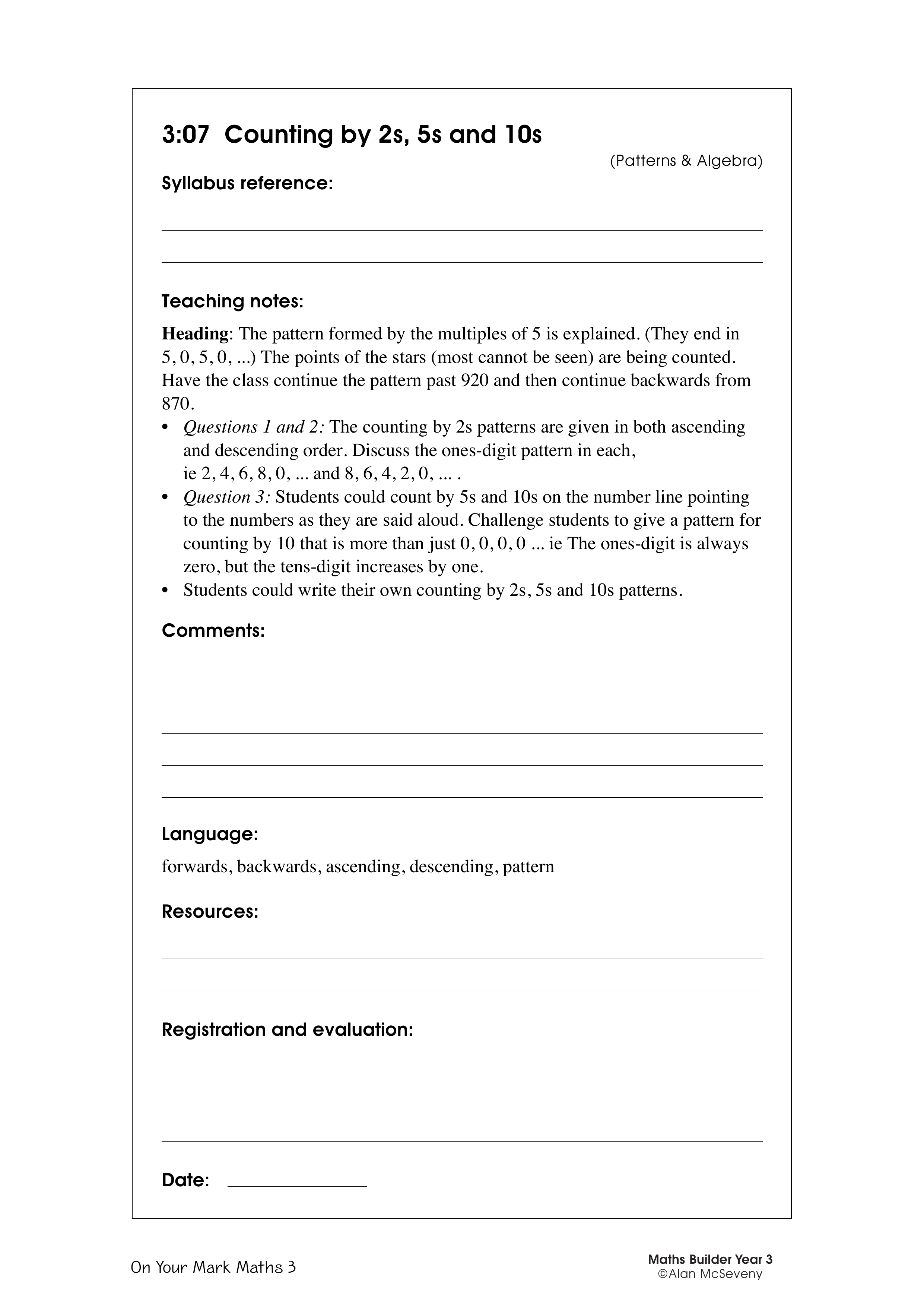 Counting in 2s, 5s and 10s — worksheet preview