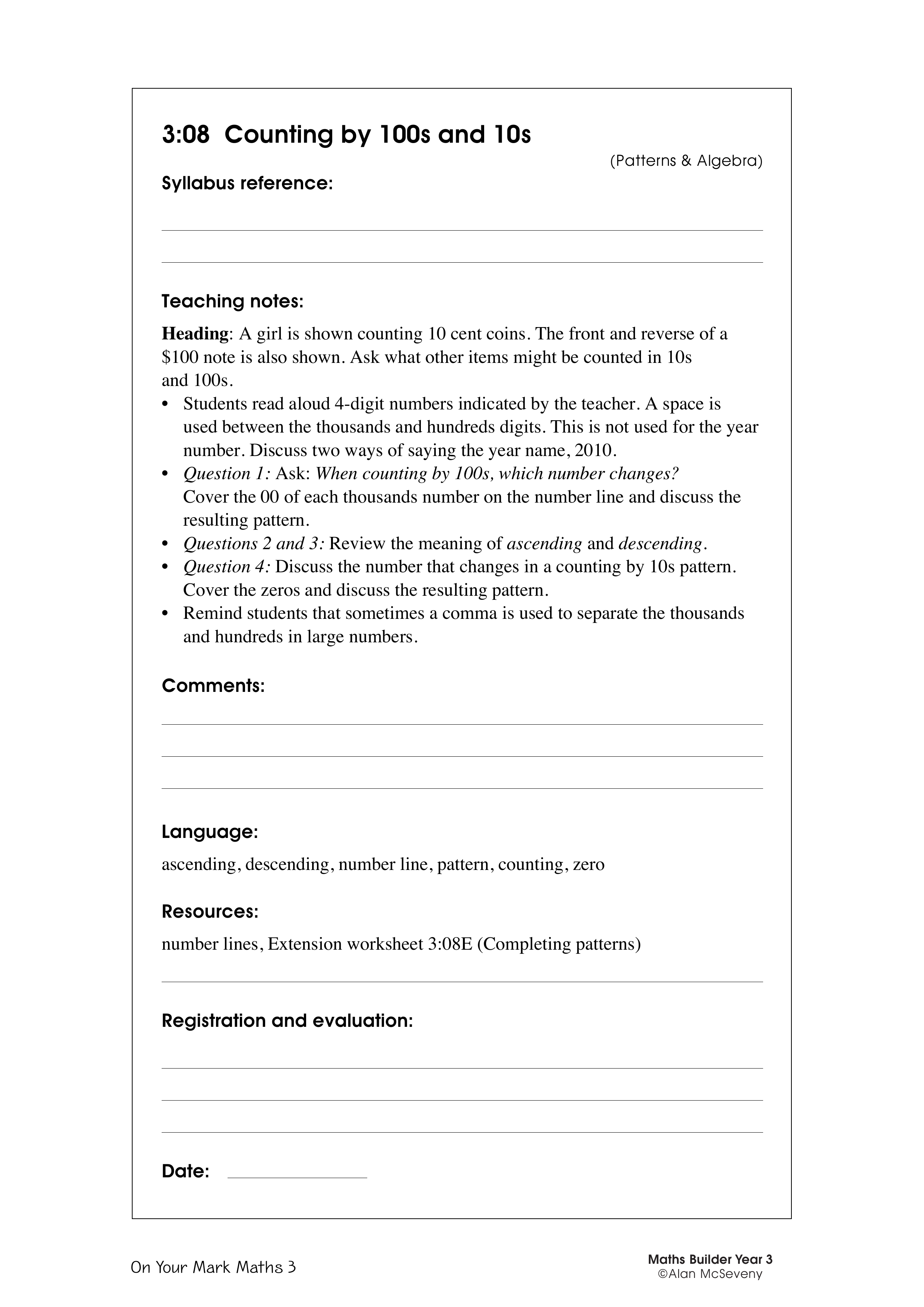 Counting by 100s and 10s — worksheet preview