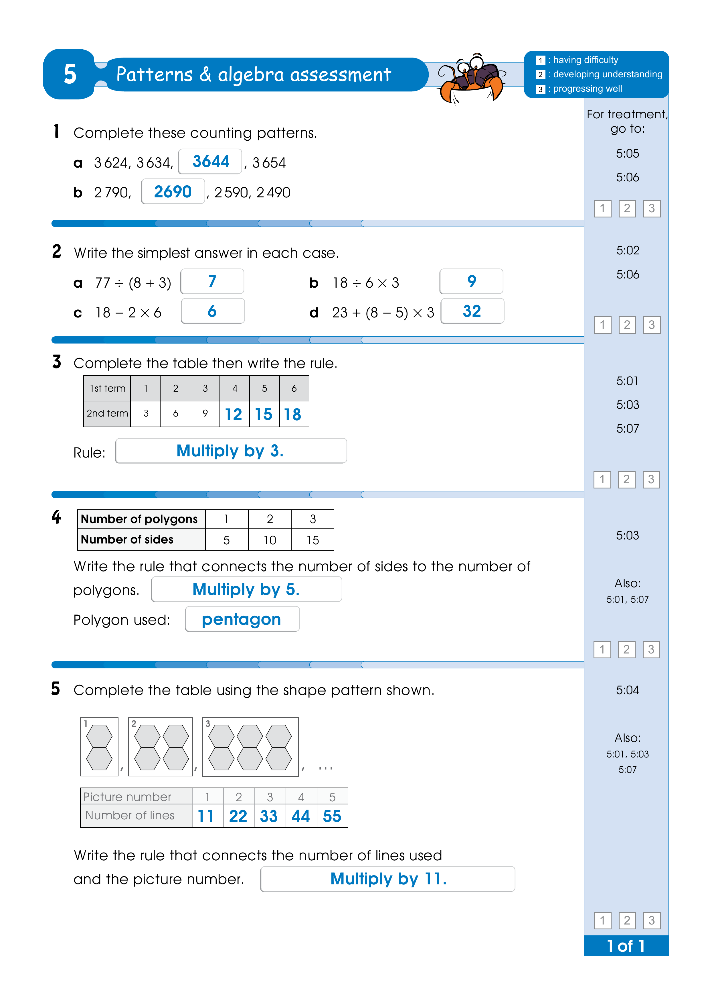 Assessment test answers — worksheet preview