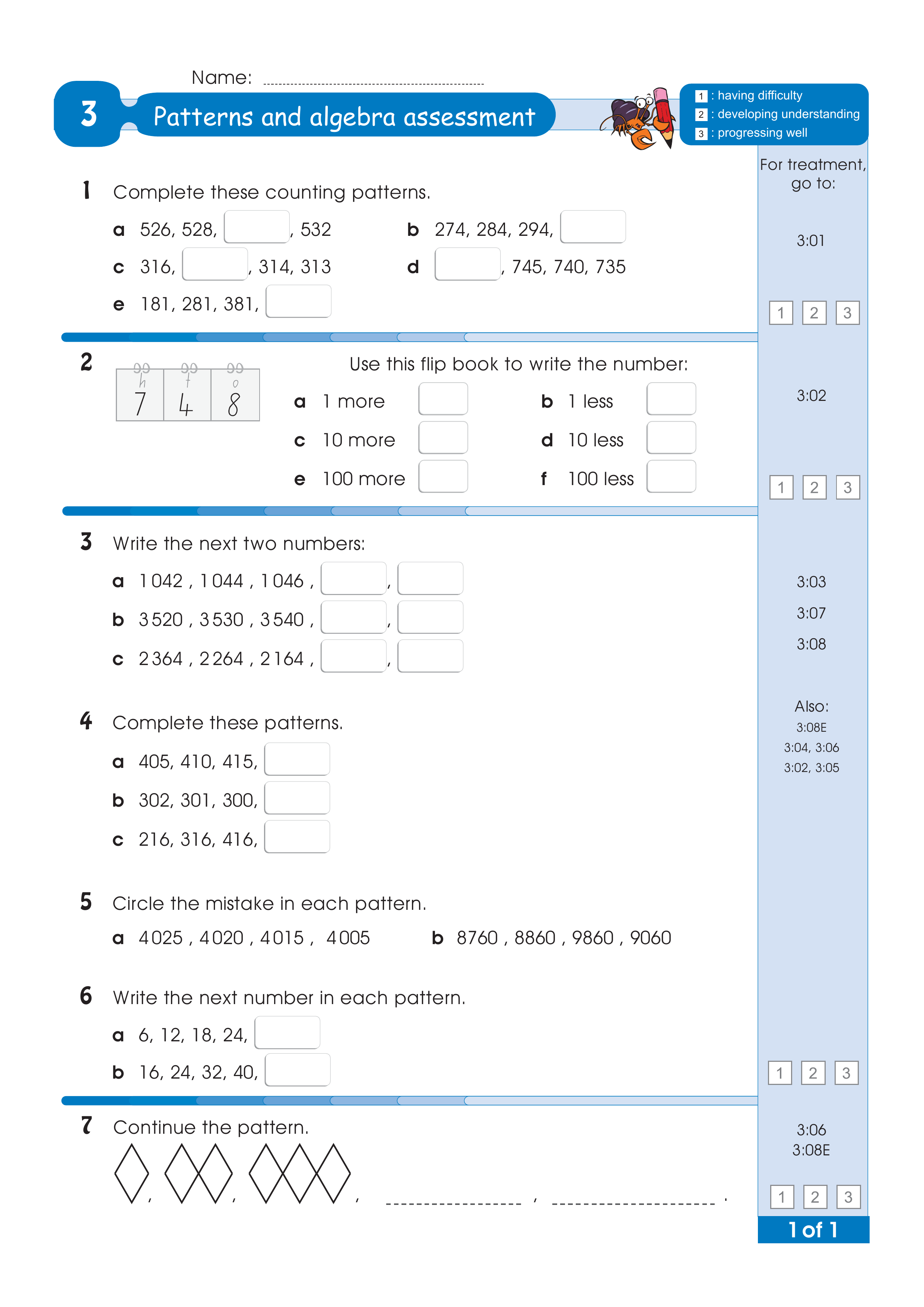 Assessment for the whole of Level 3 — worksheet preview