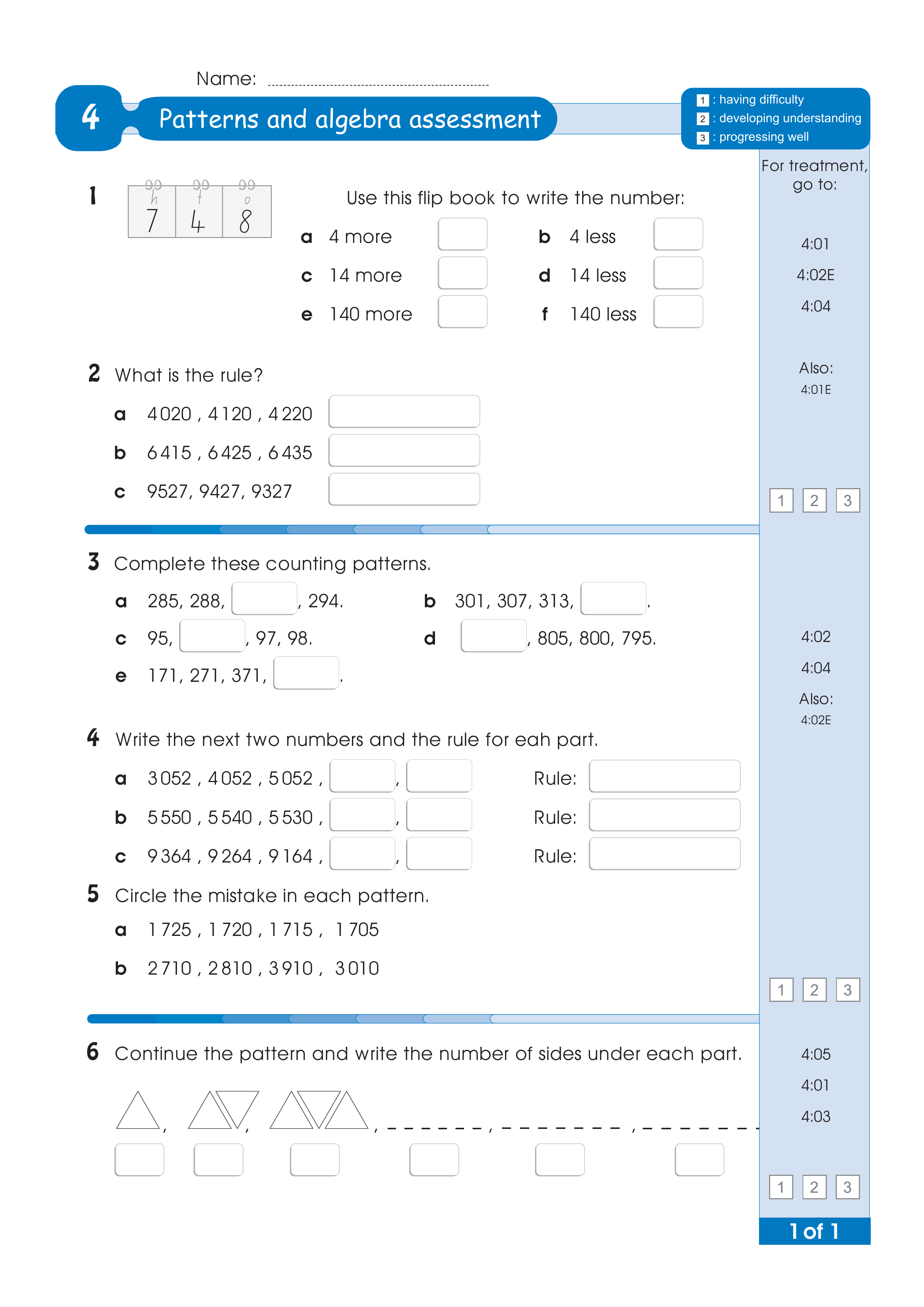 Assessment for the whole of Level 4 — worksheet preview