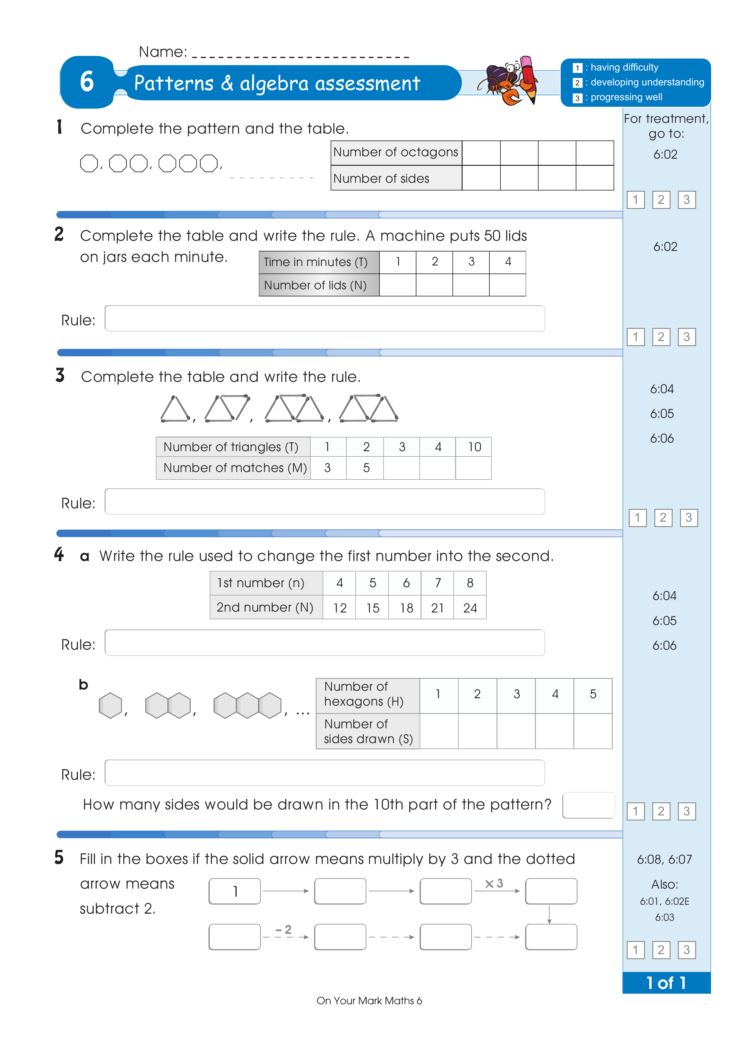 Assessment for the whole of Level 6 — worksheet preview