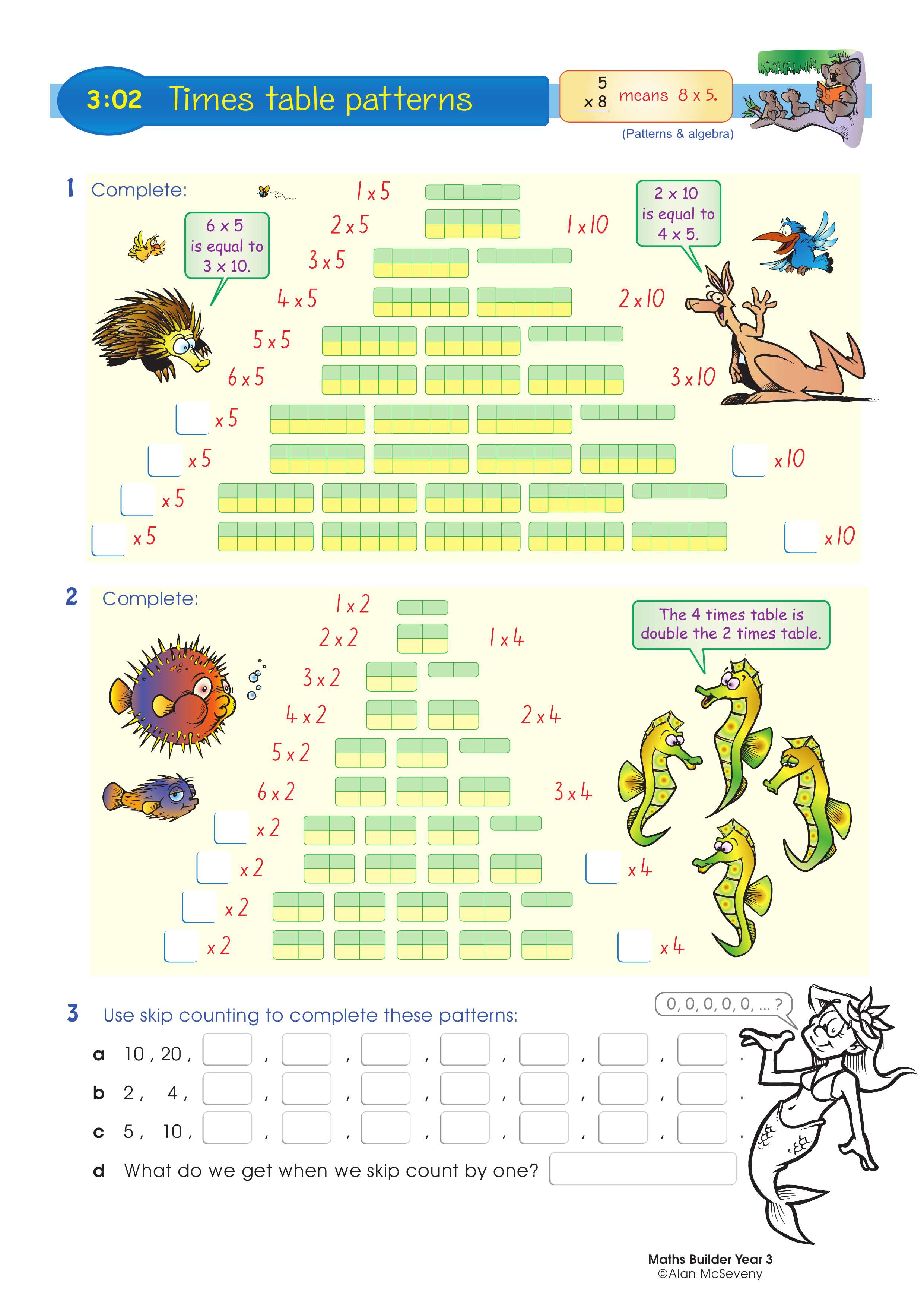 Times table patterns — worksheet preview