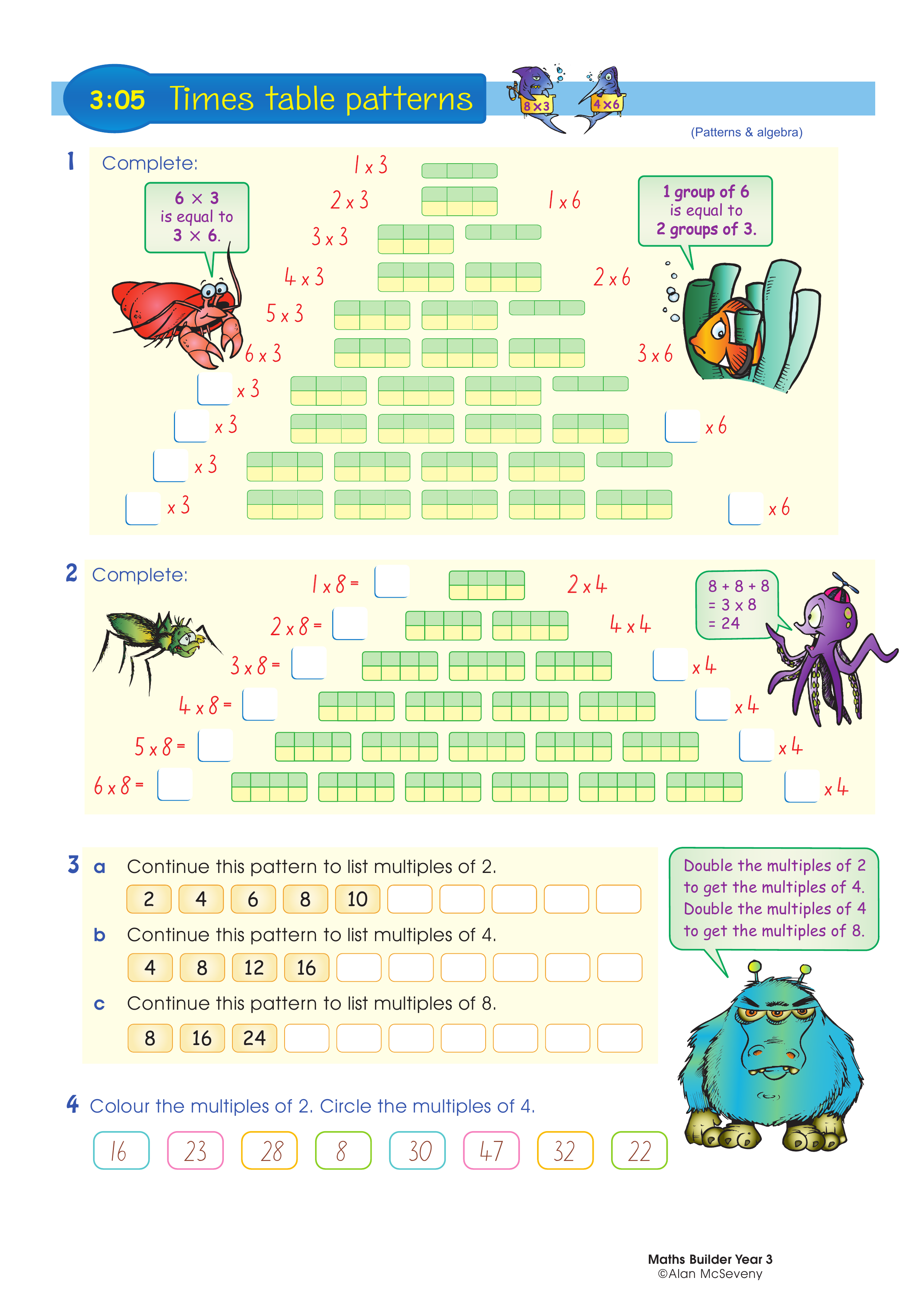 Times table patterns — worksheet preview