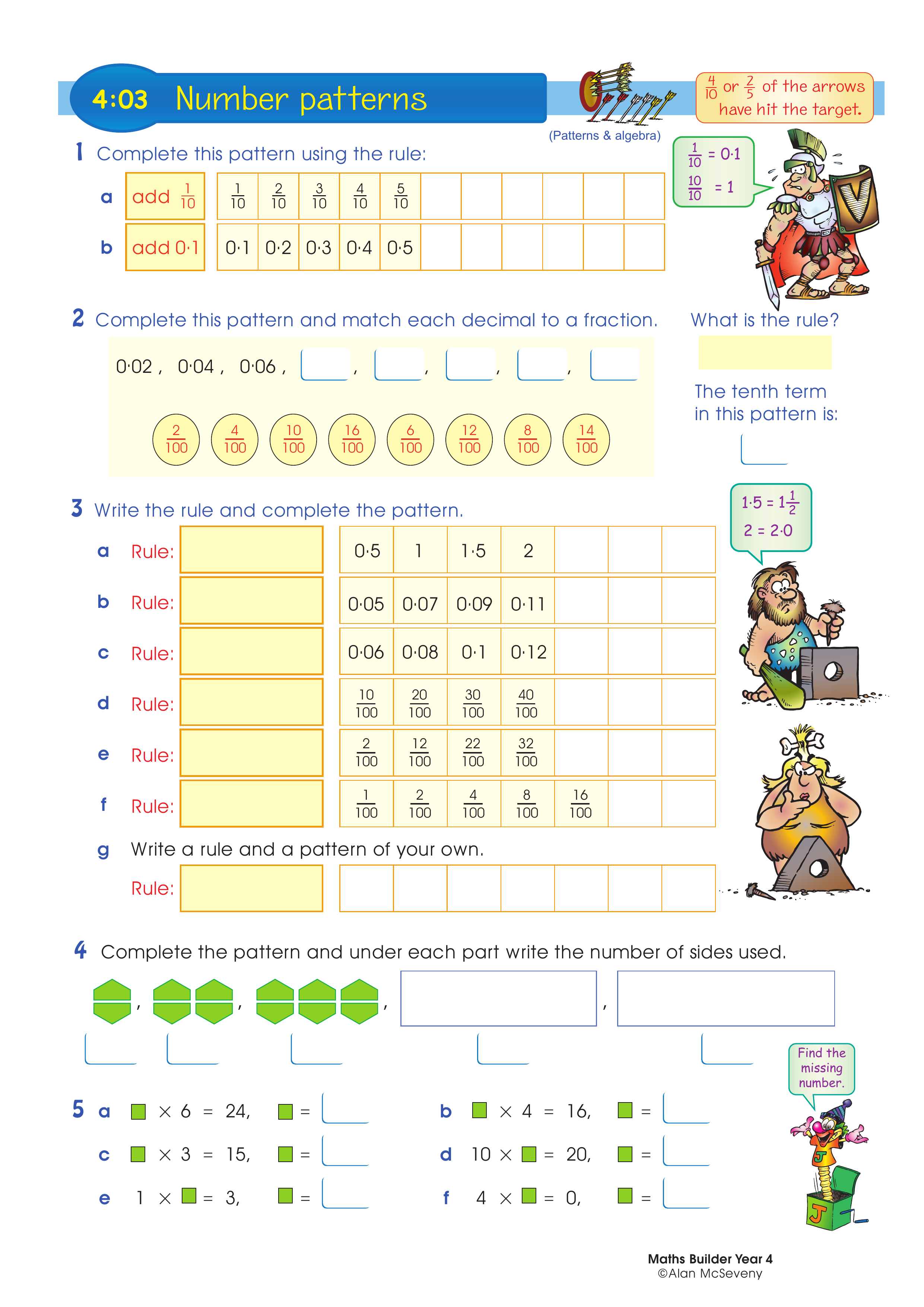 Number patterns — worksheet preview