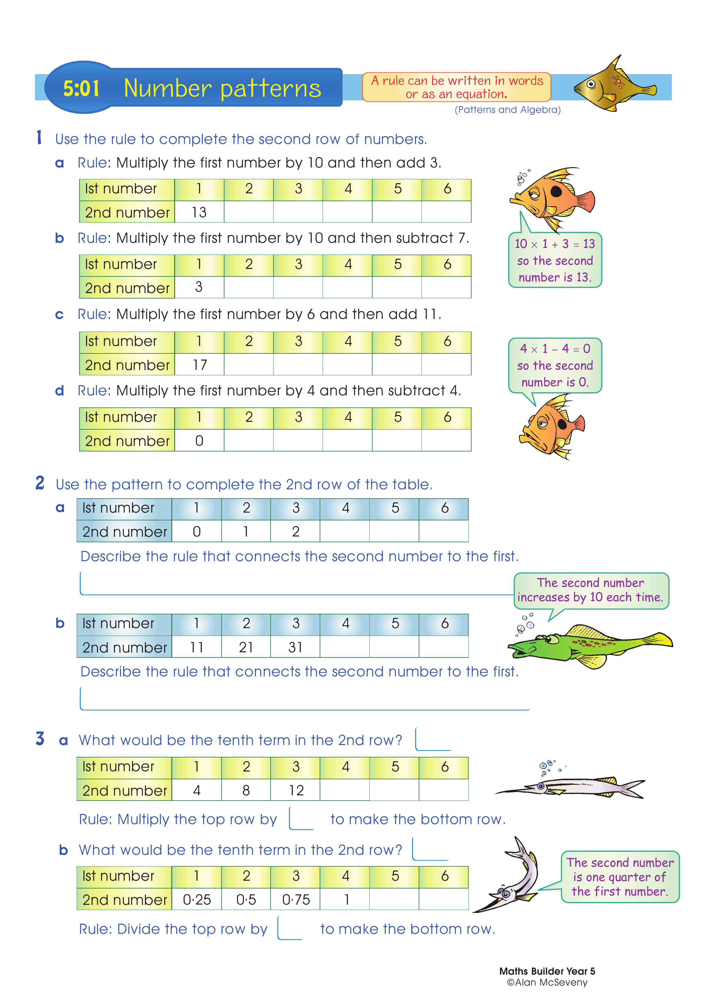 Number patterns — worksheet preview