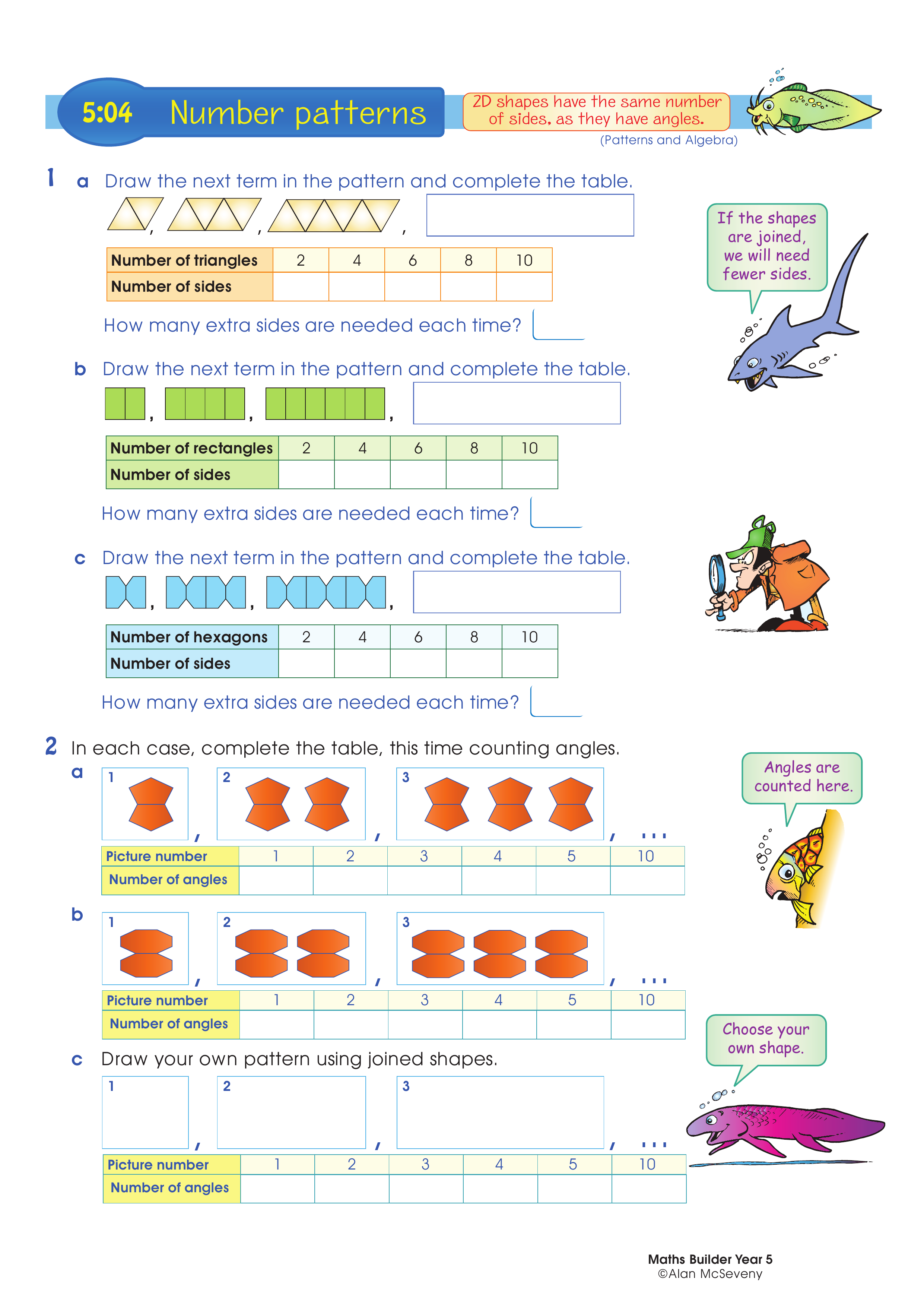 Number patterns — worksheet preview