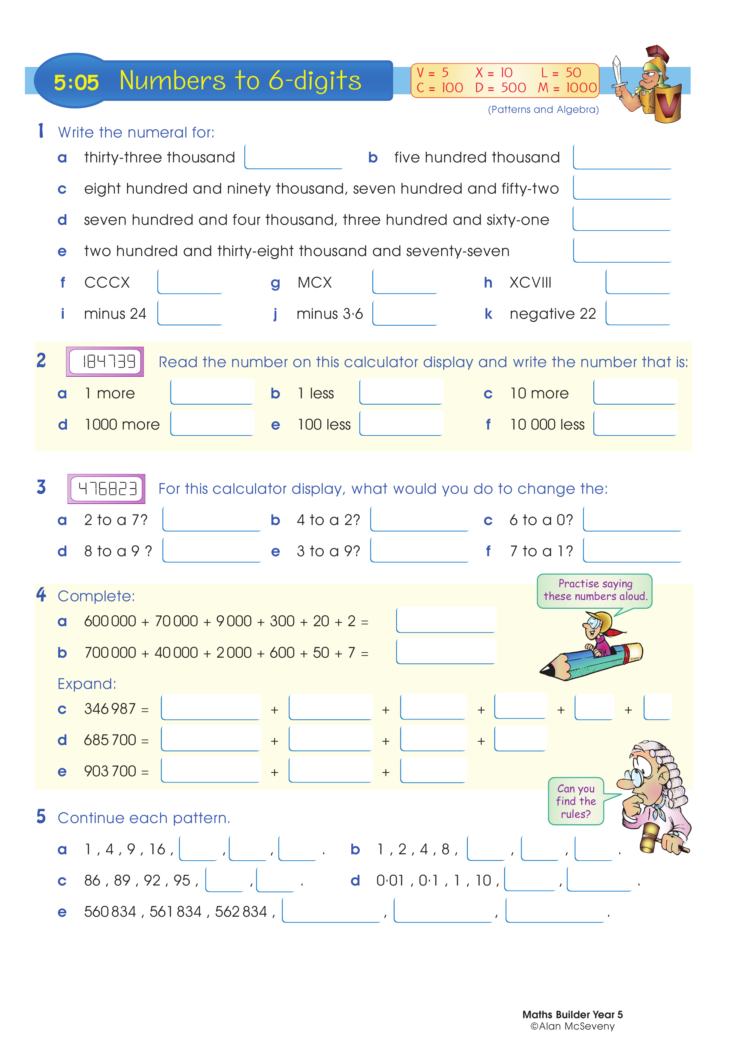 Numbers to 6-digits — worksheet preview