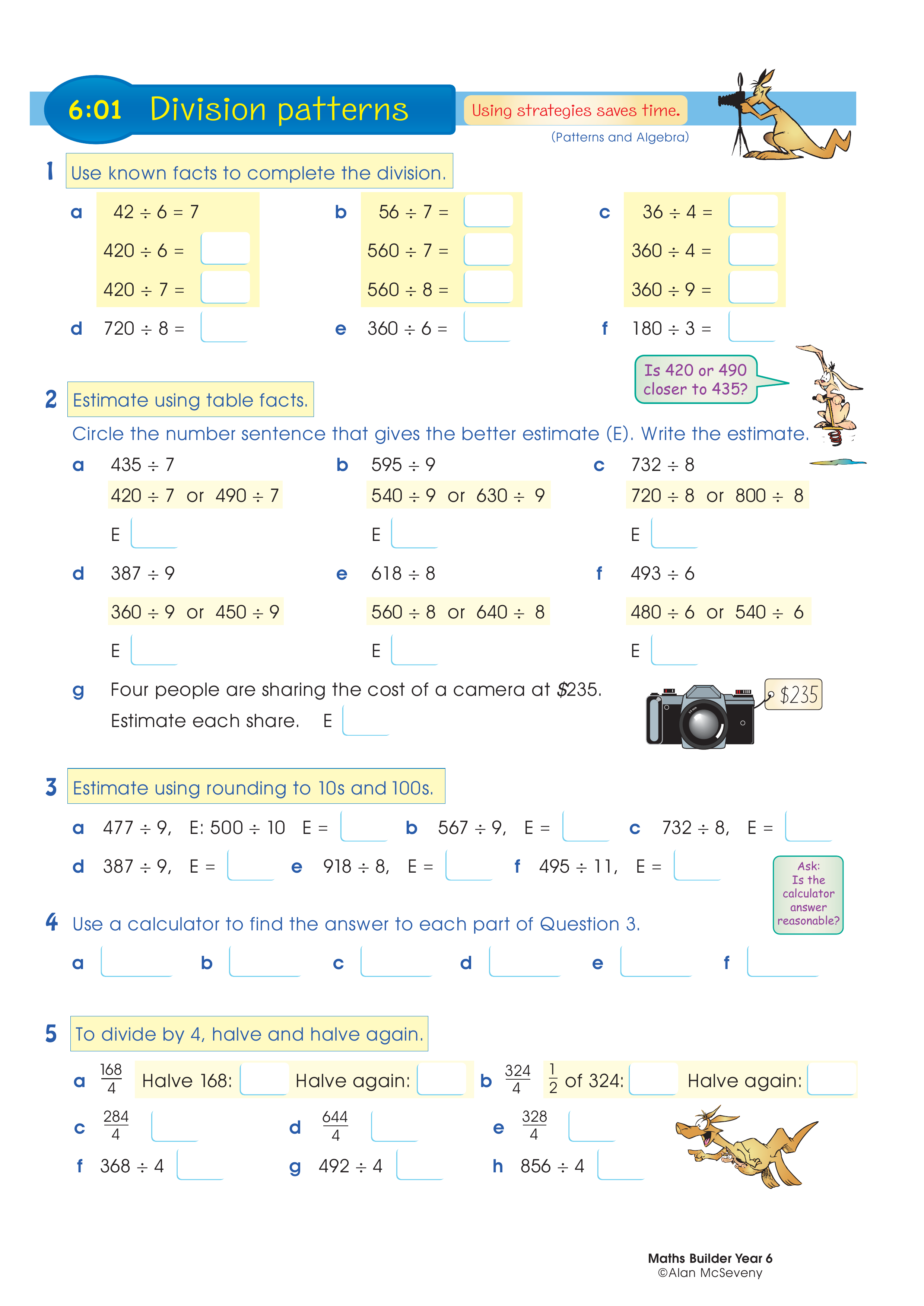 Division patterns — worksheet preview