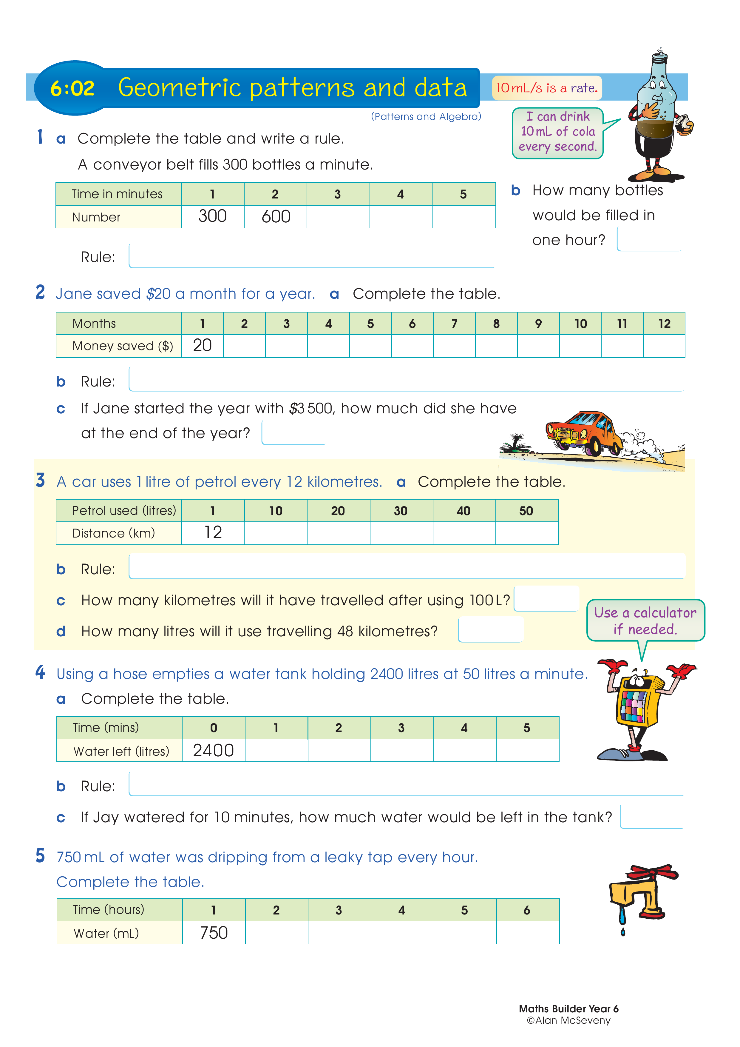 Patterns and rates — worksheet preview