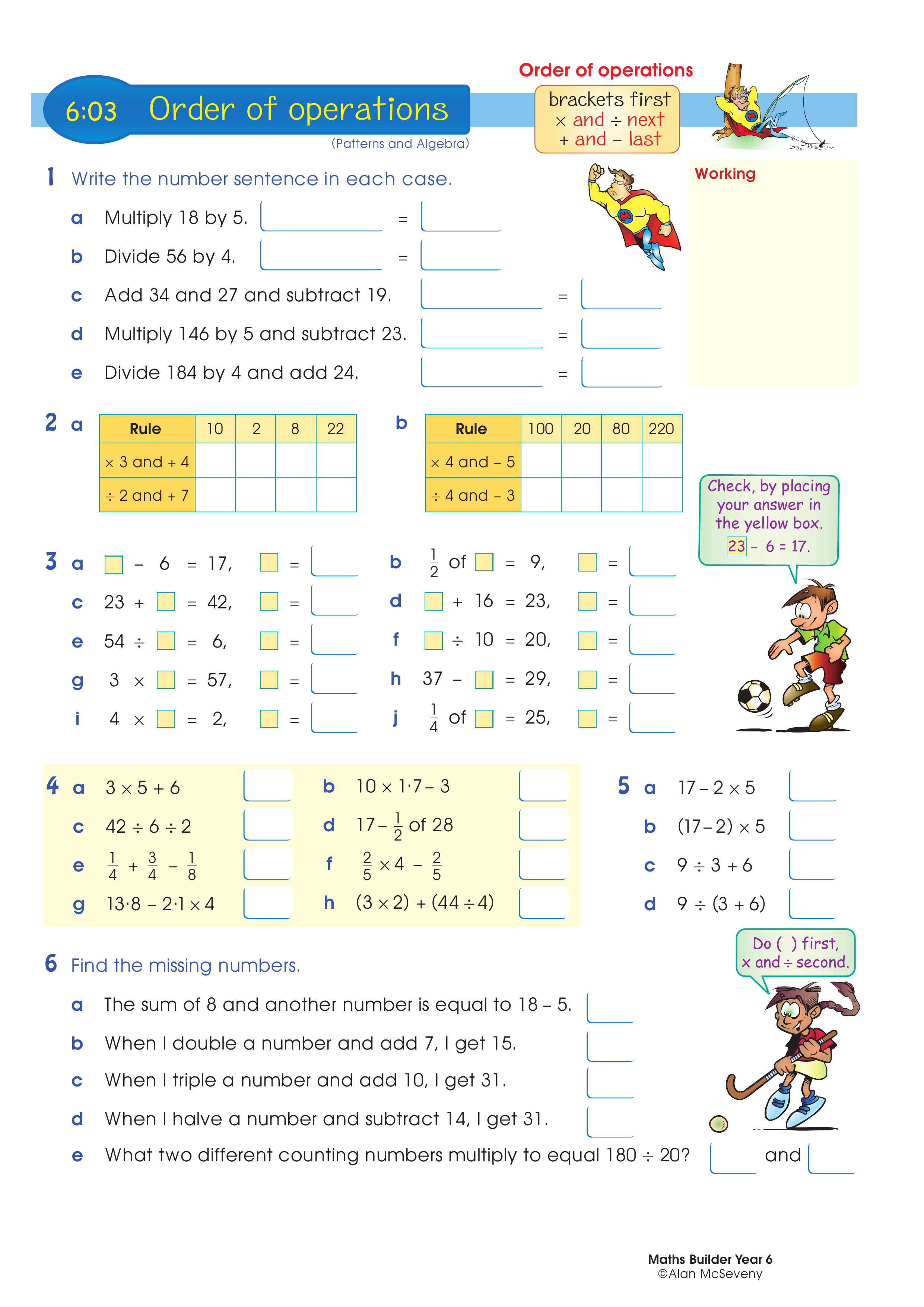 Order of operations — worksheet preview