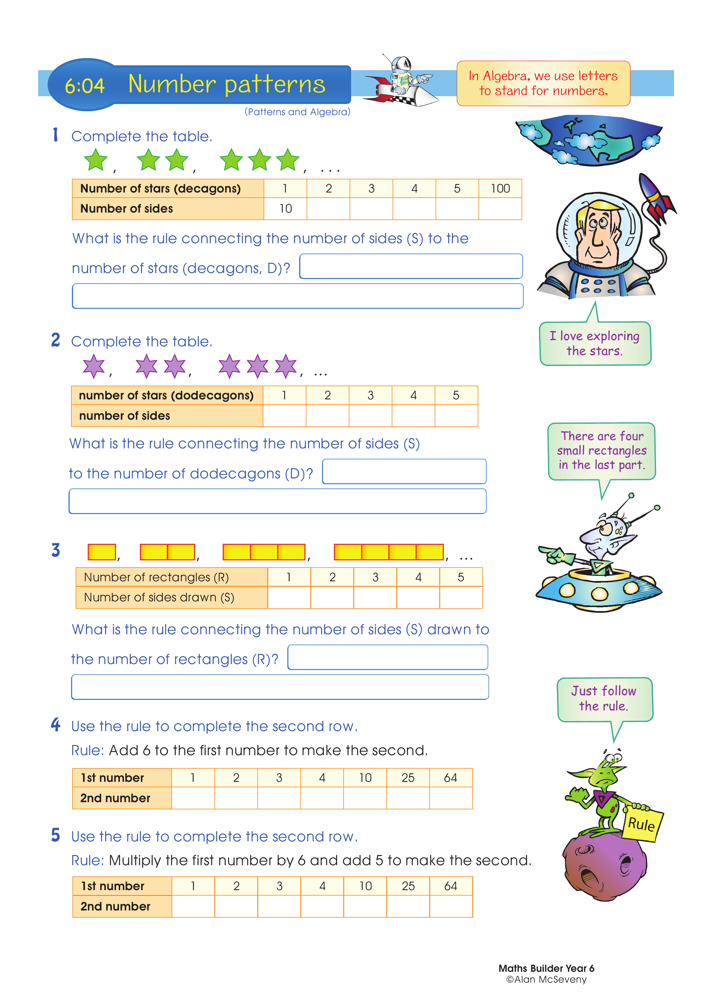 Number patterns — worksheet preview