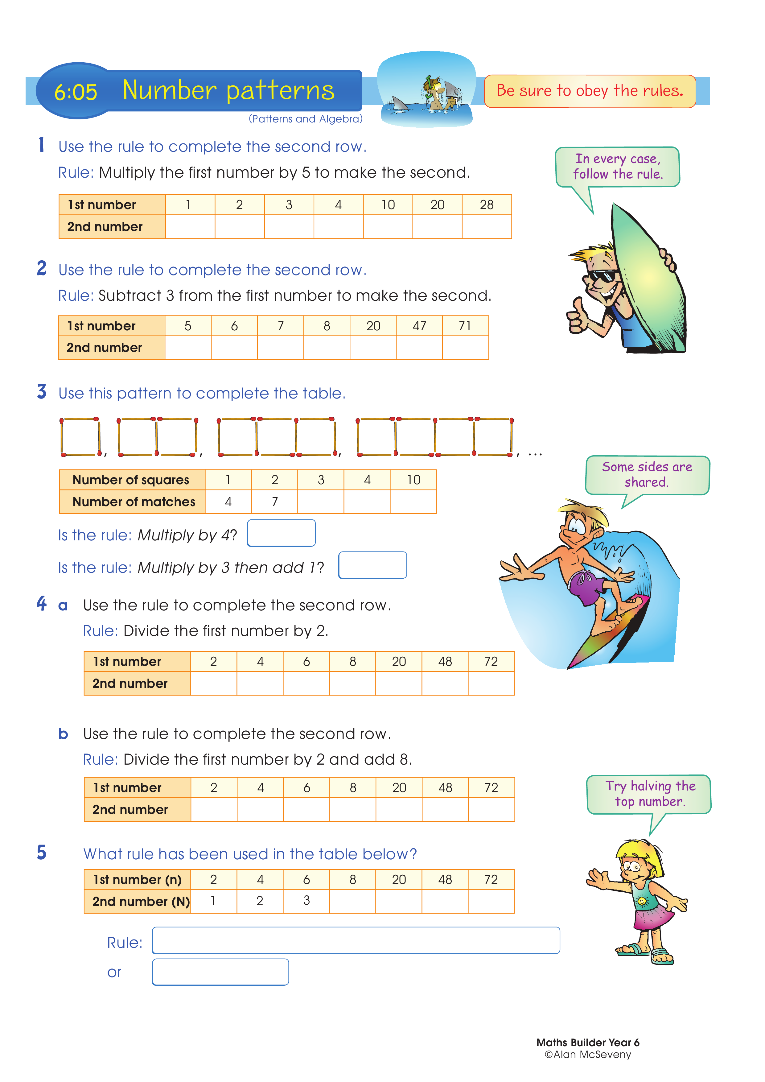 Number patterns — worksheet preview