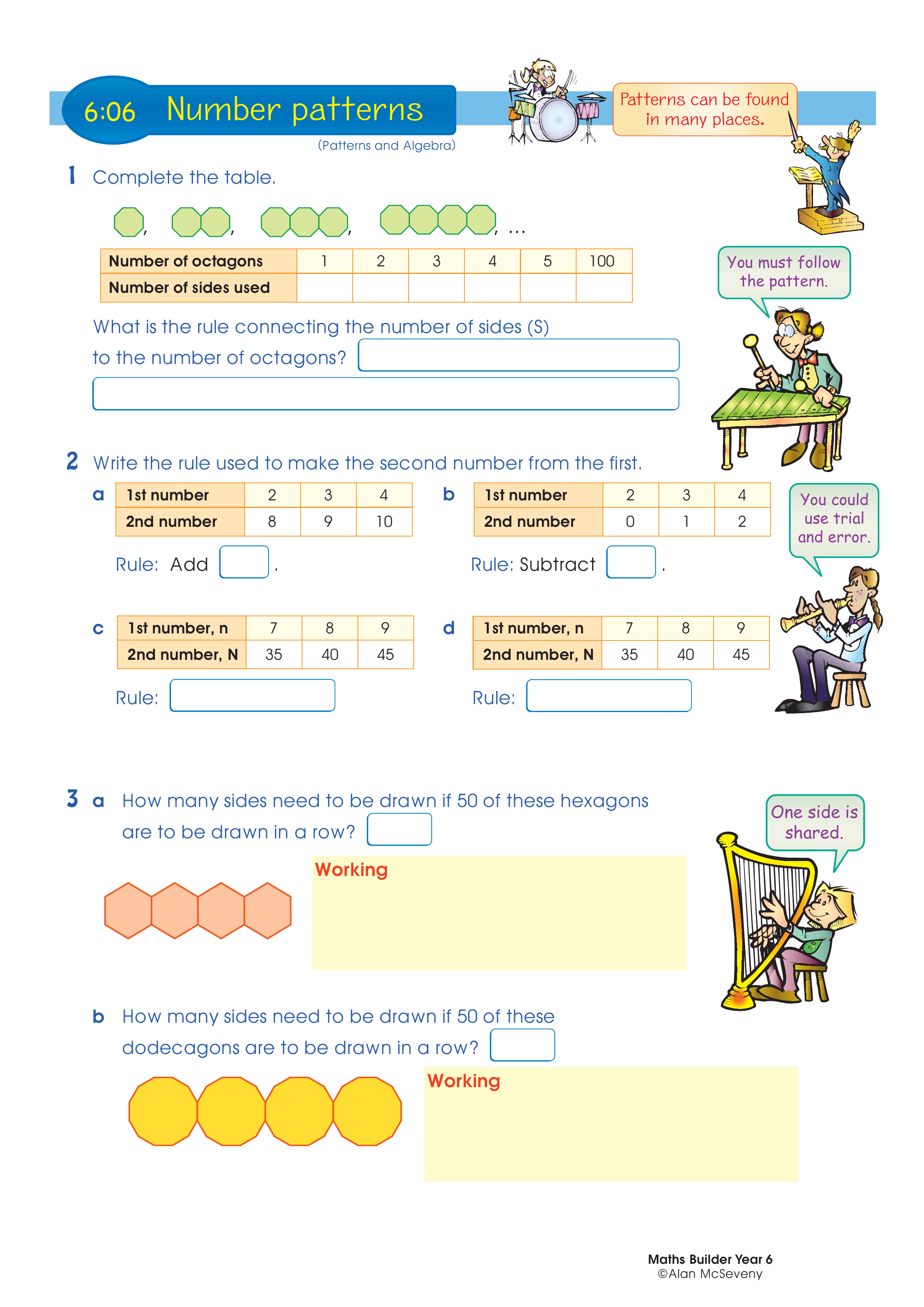 Number patterns — worksheet preview