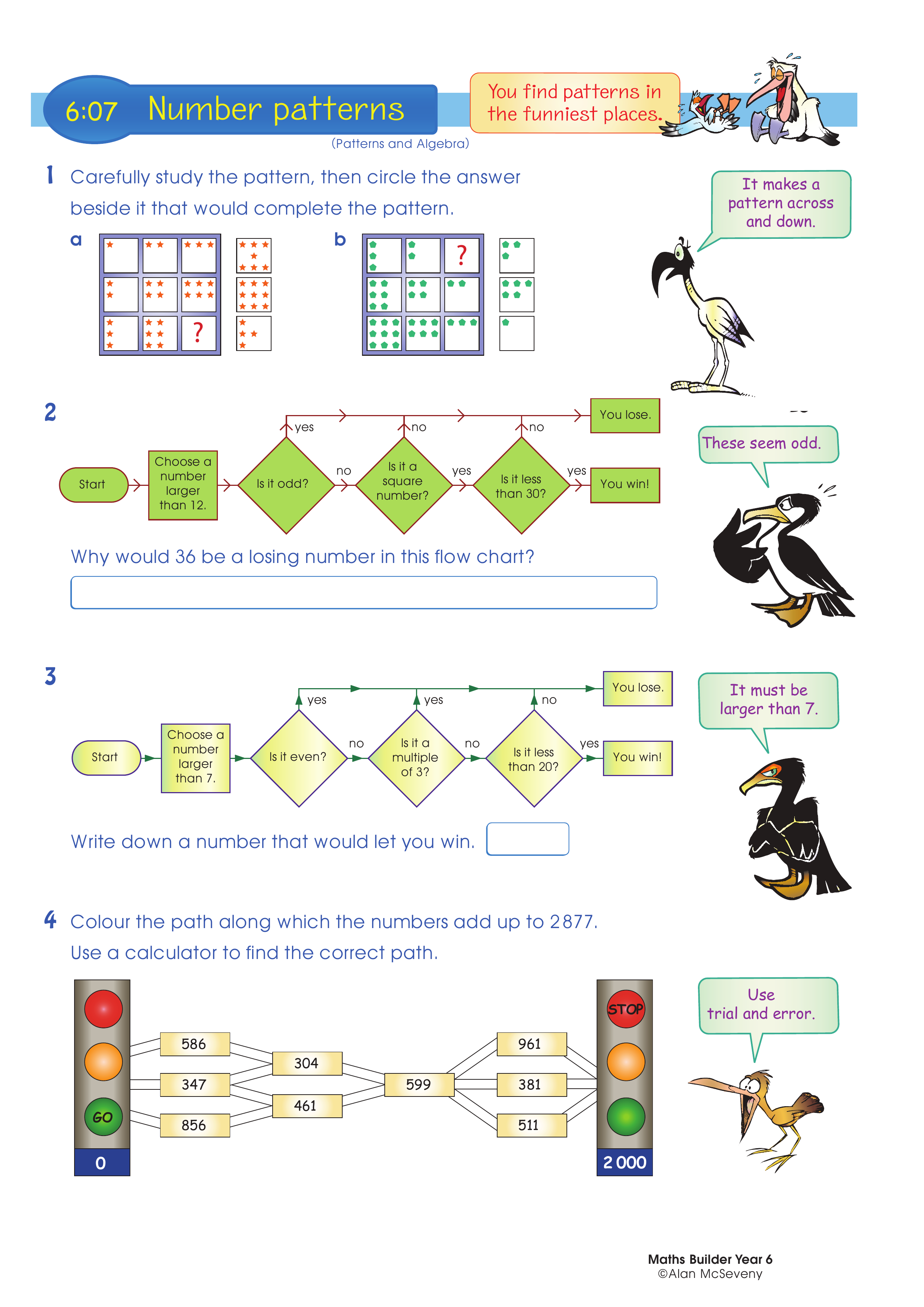 Number patterns — worksheet preview