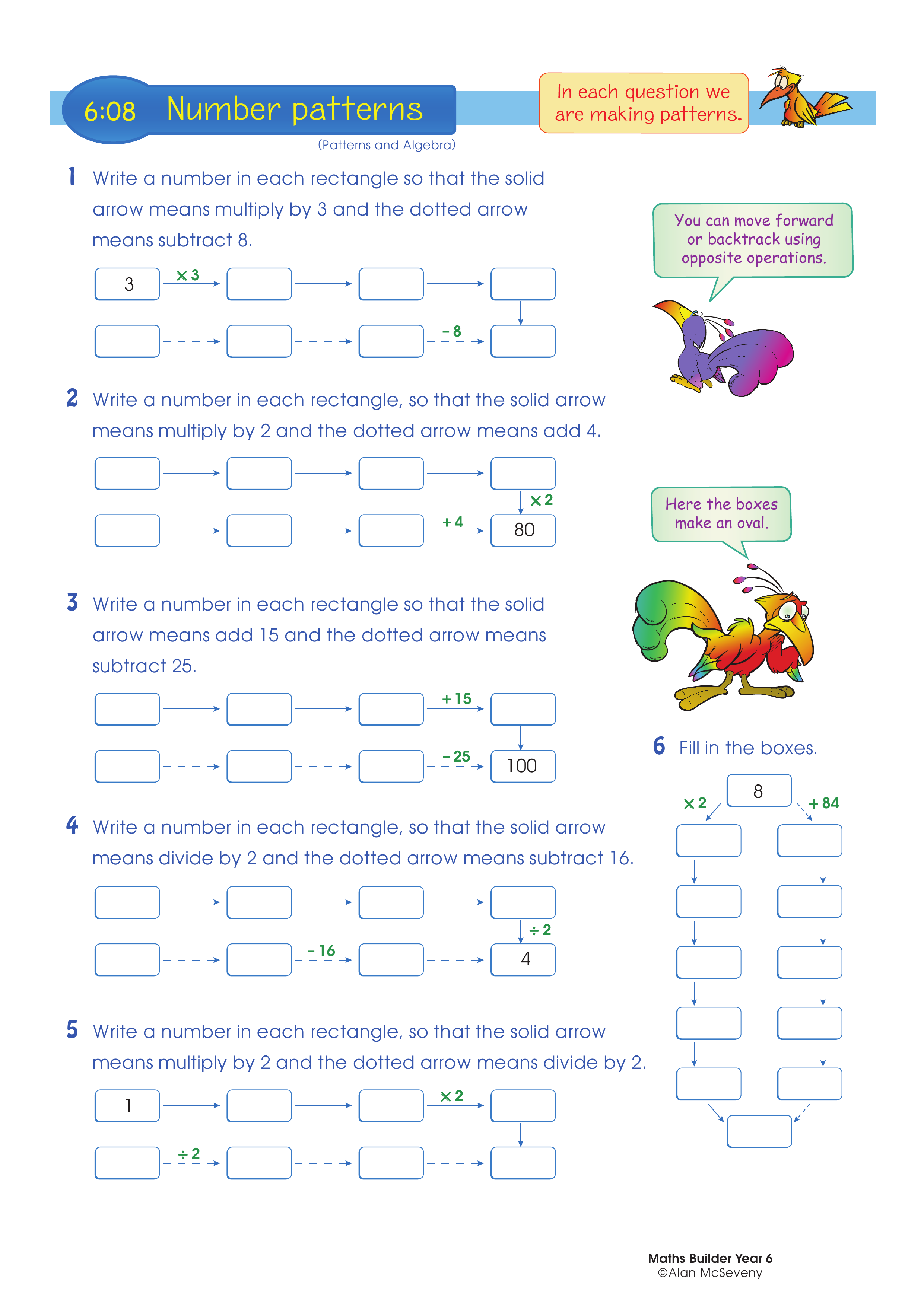 Number patterns — worksheet preview