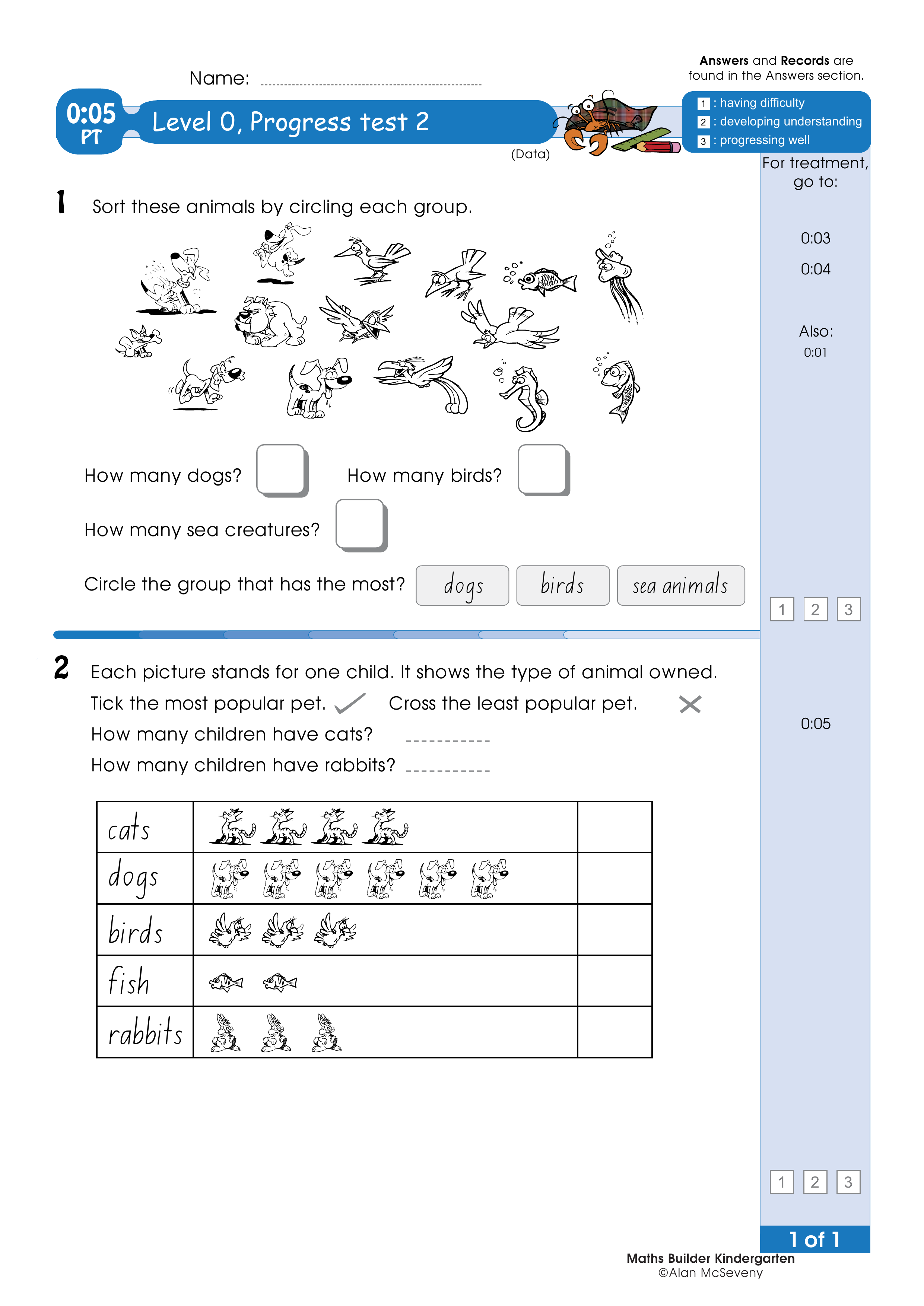 Progress test — worksheet preview