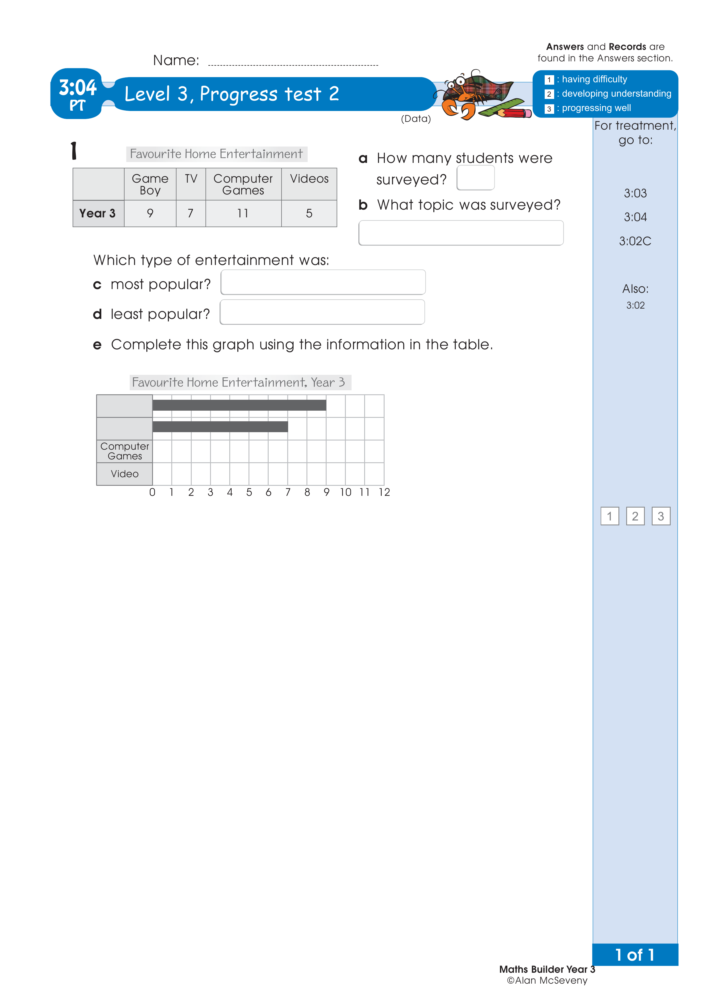 Progress test — worksheet preview