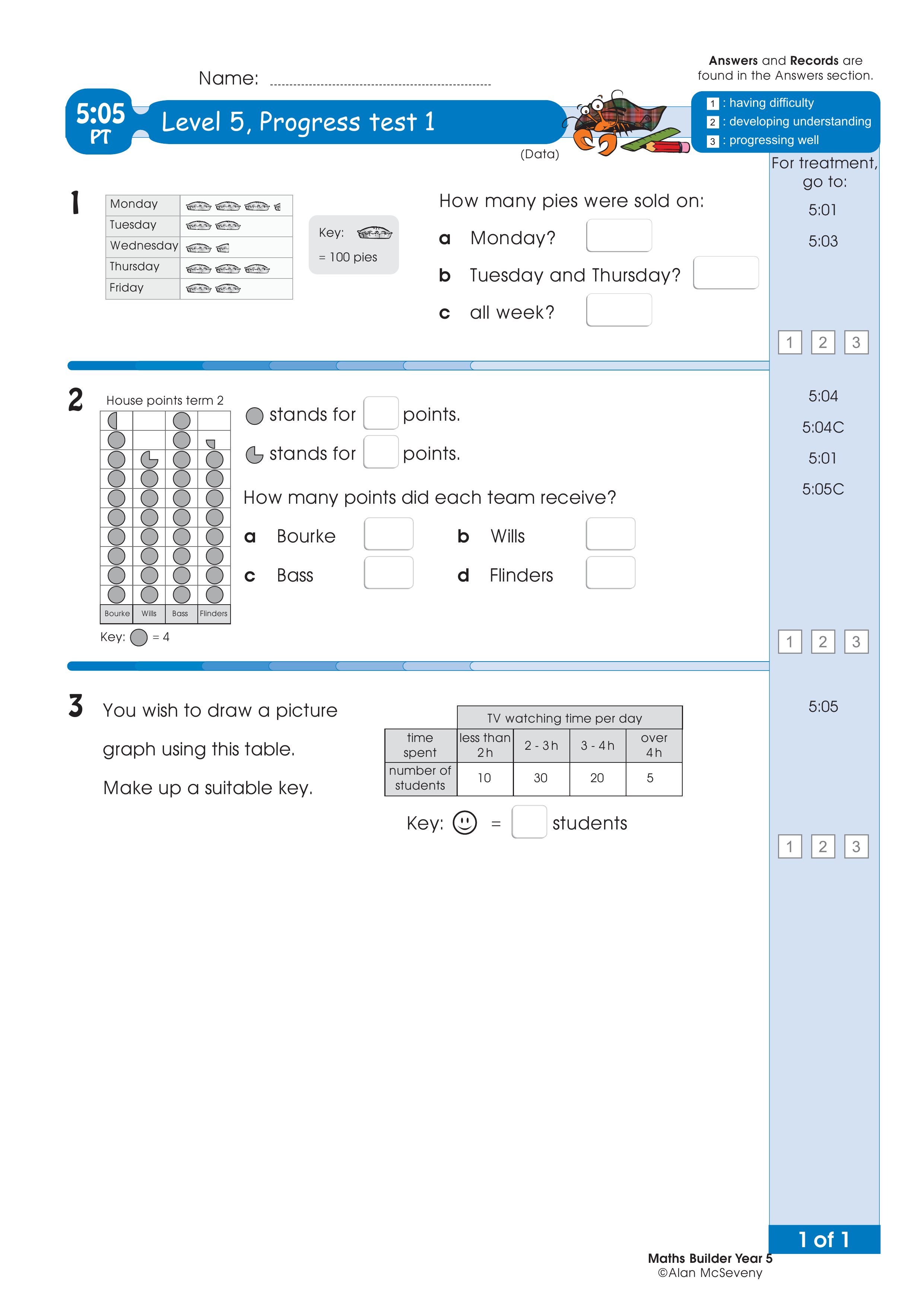 Progress test — worksheet preview