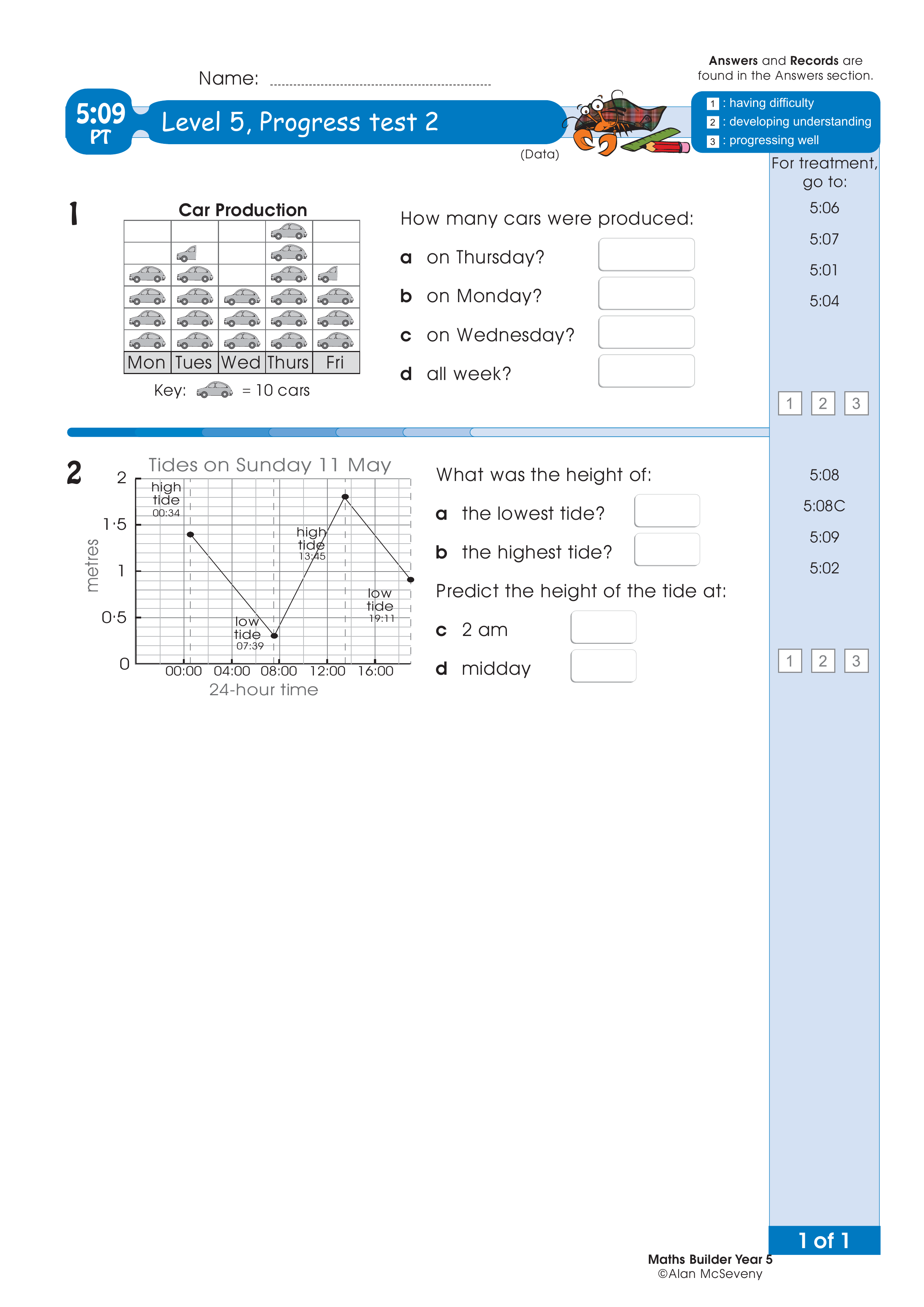 Progress test — worksheet preview
