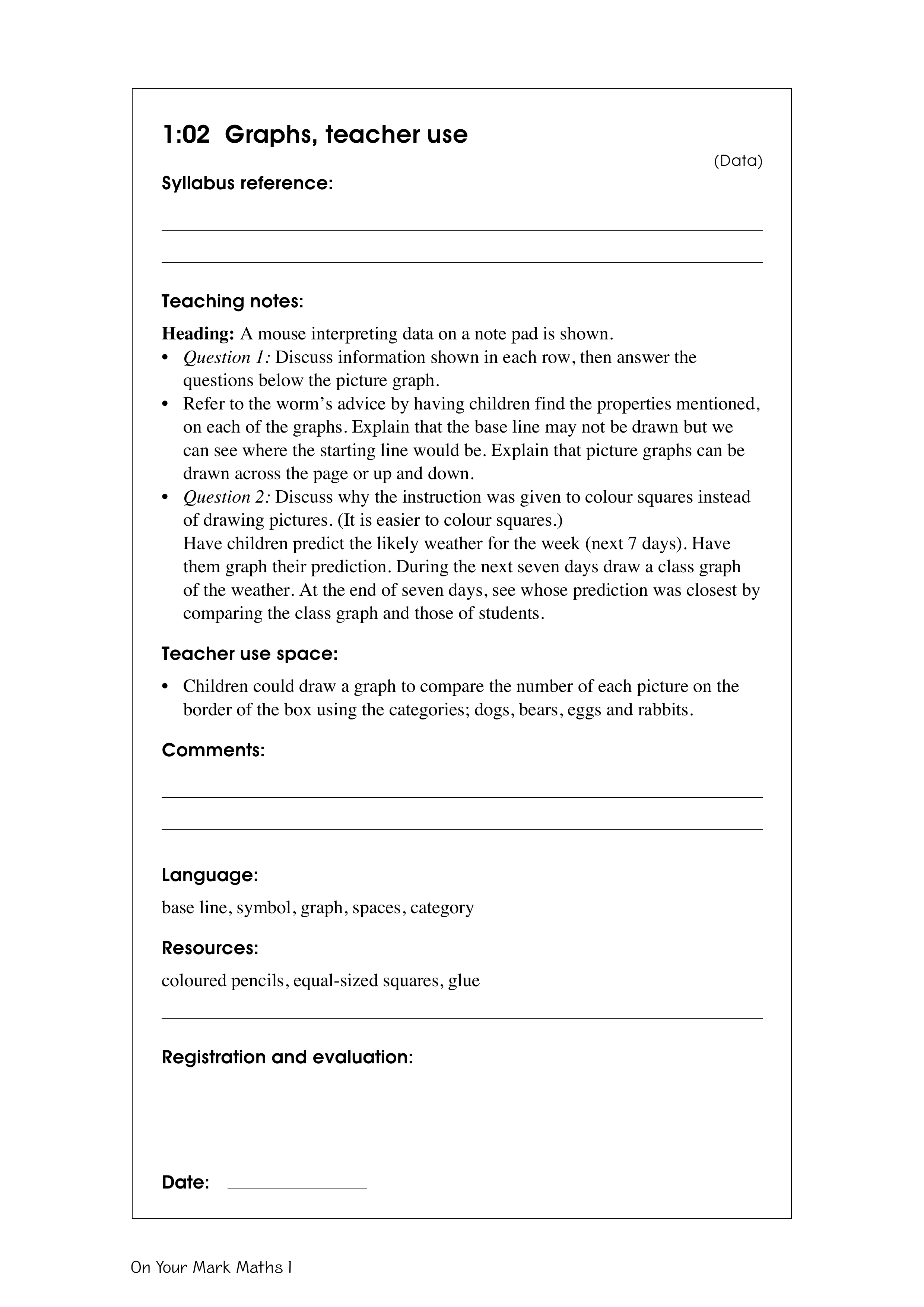Graphs, teacher use — worksheet preview