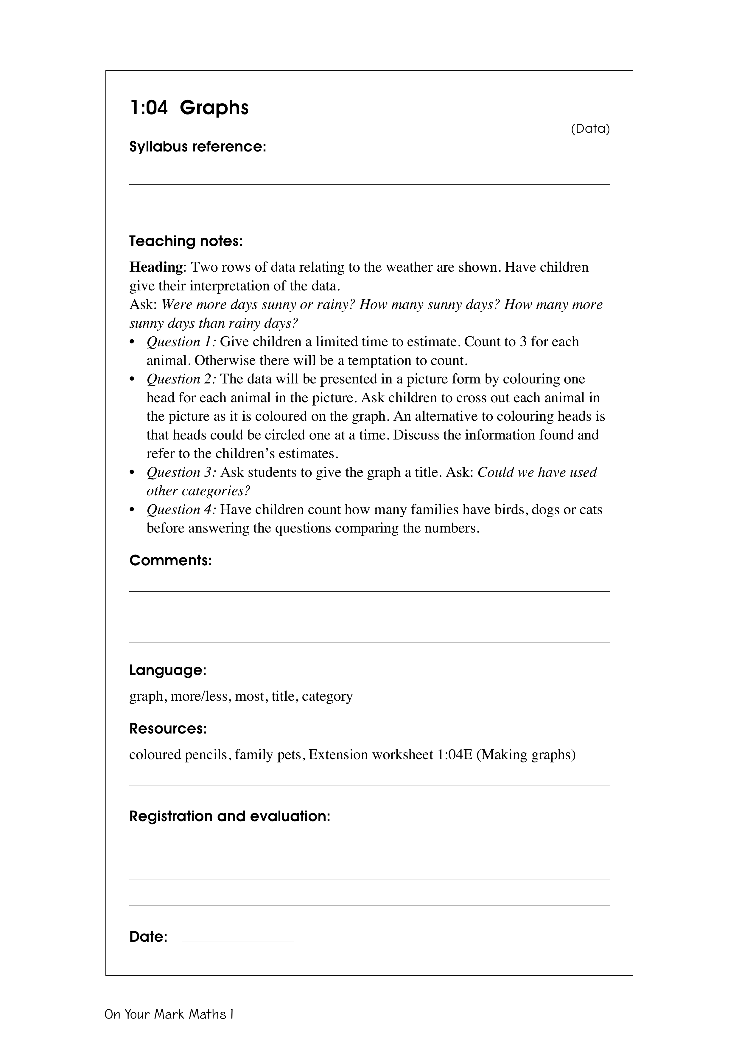 Graphs — worksheet preview