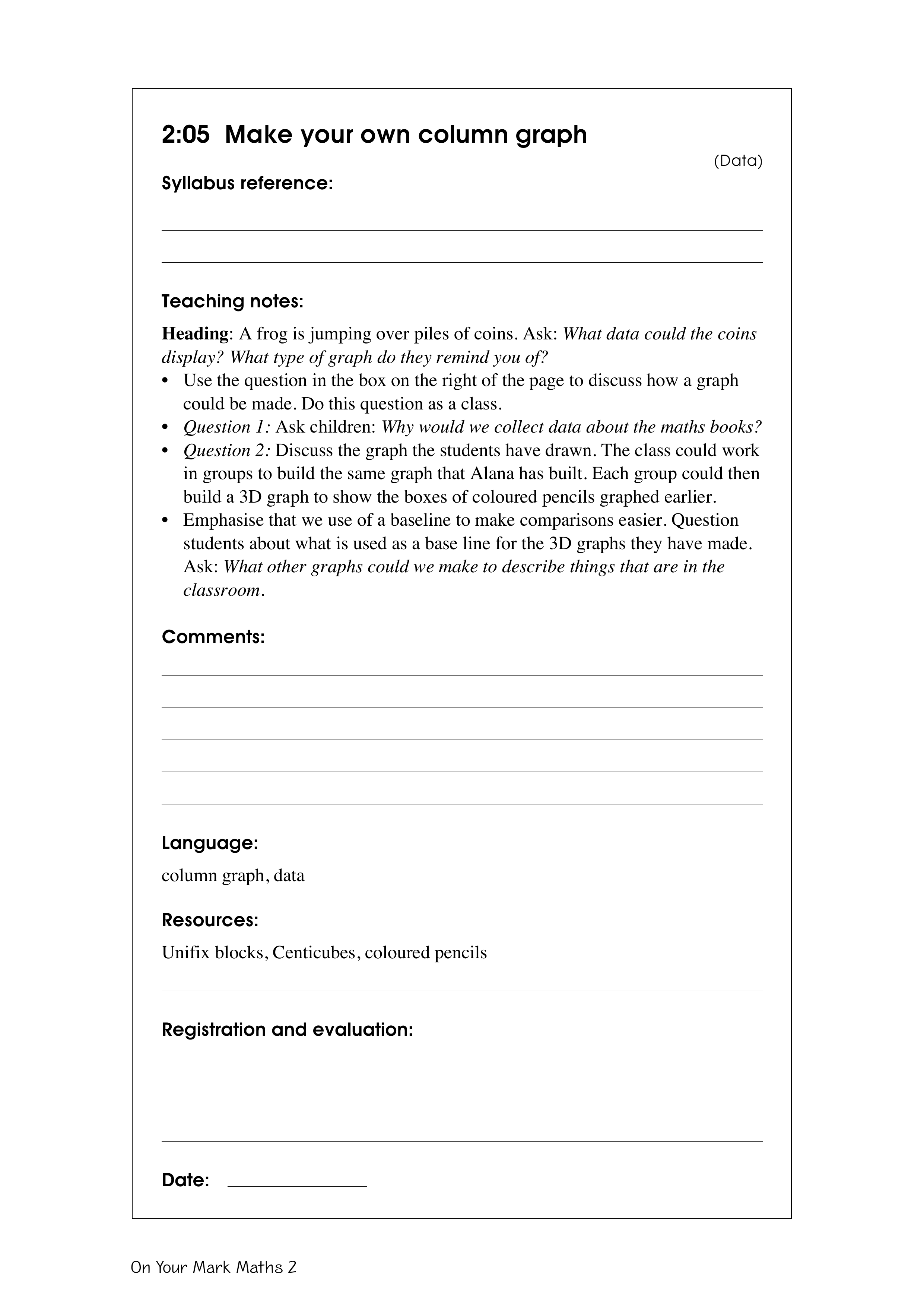 Make your own column graph — worksheet preview