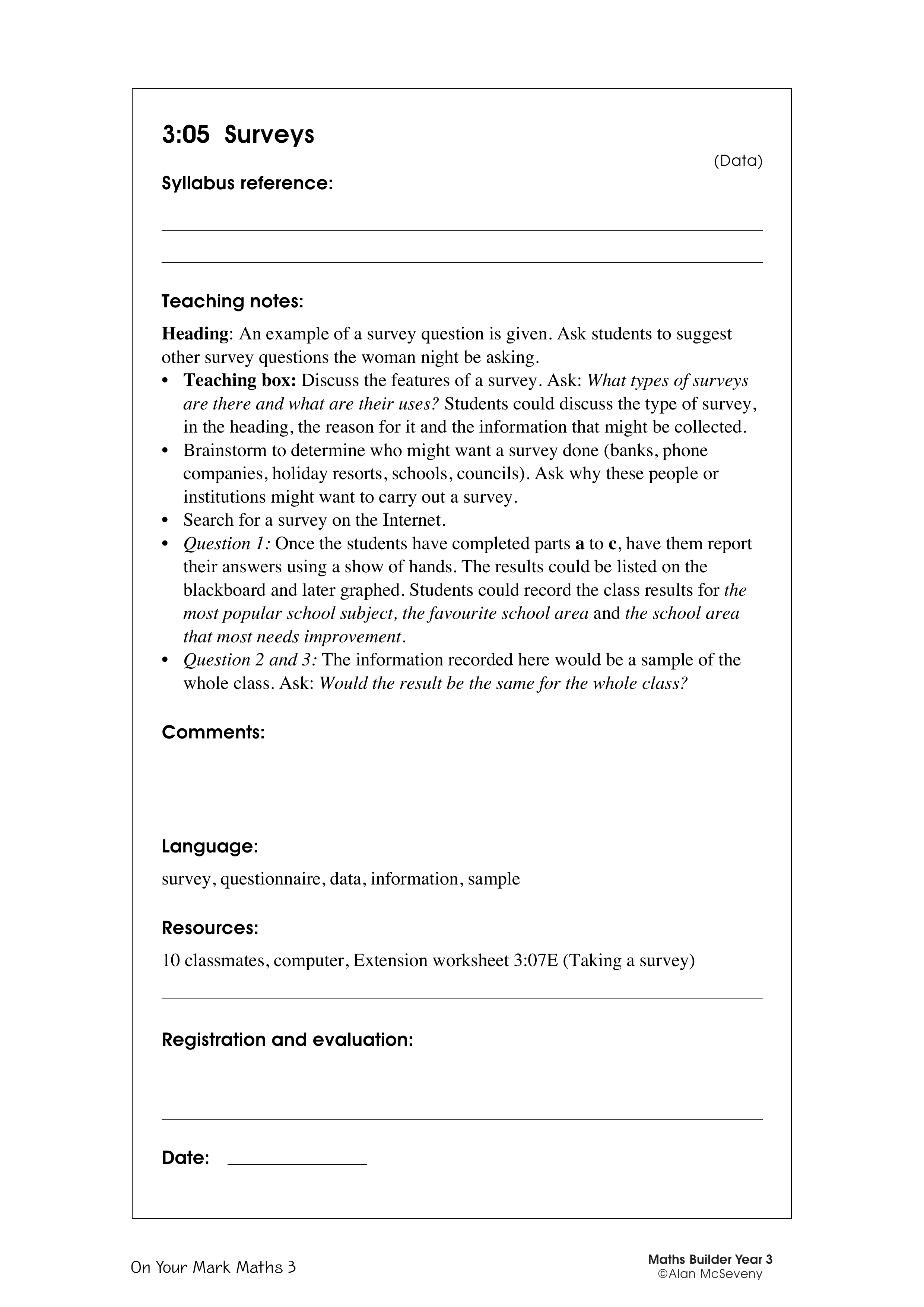 Surveys — worksheet preview