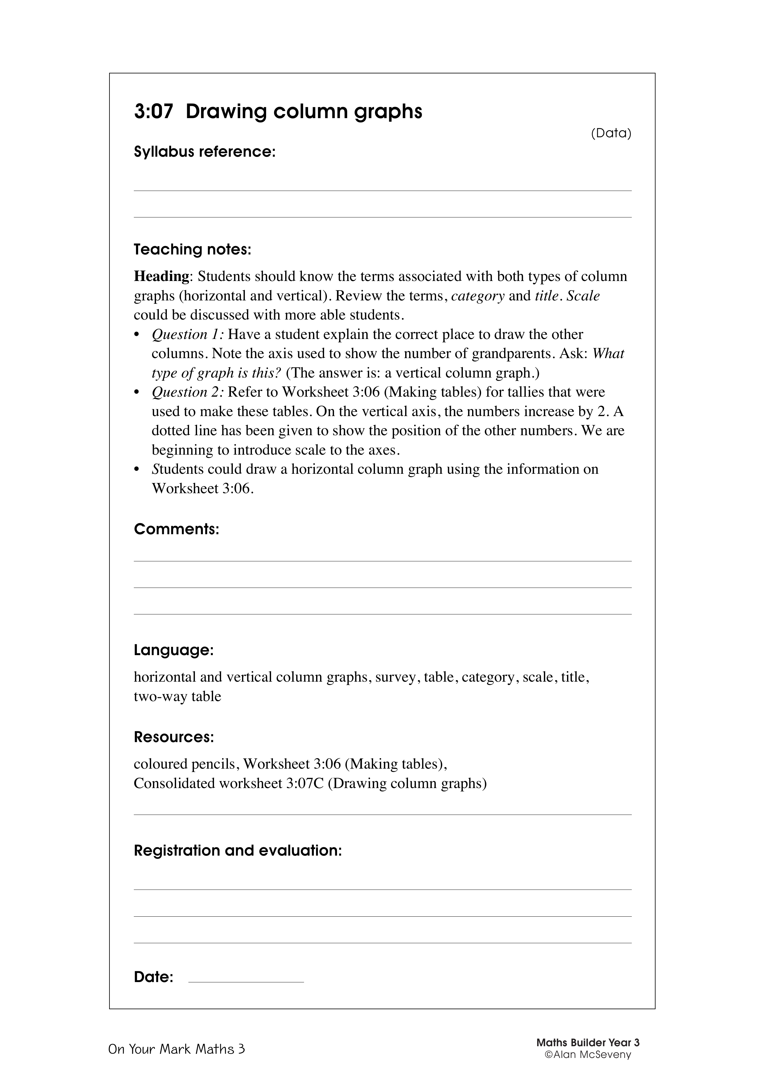 Drawing column graphs — worksheet preview