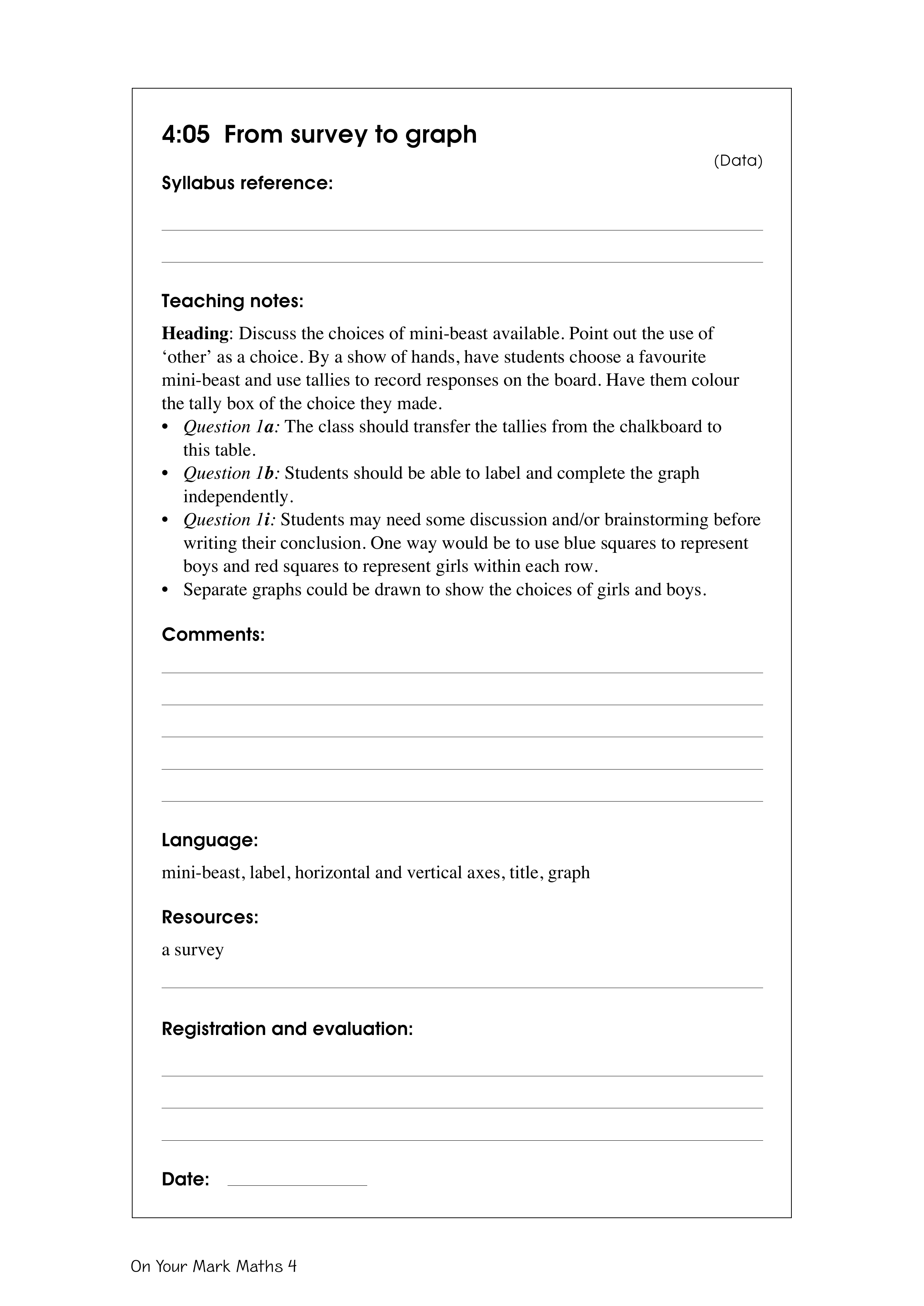 From survey to graph — worksheet preview