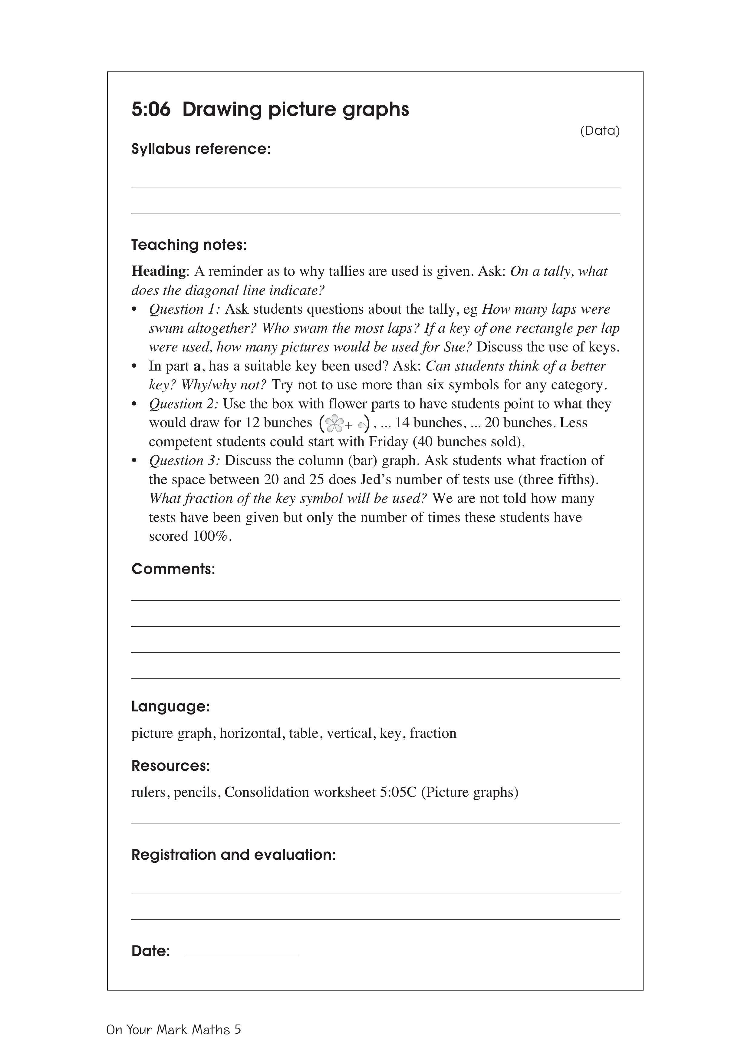 Drawing picture graphs — worksheet preview