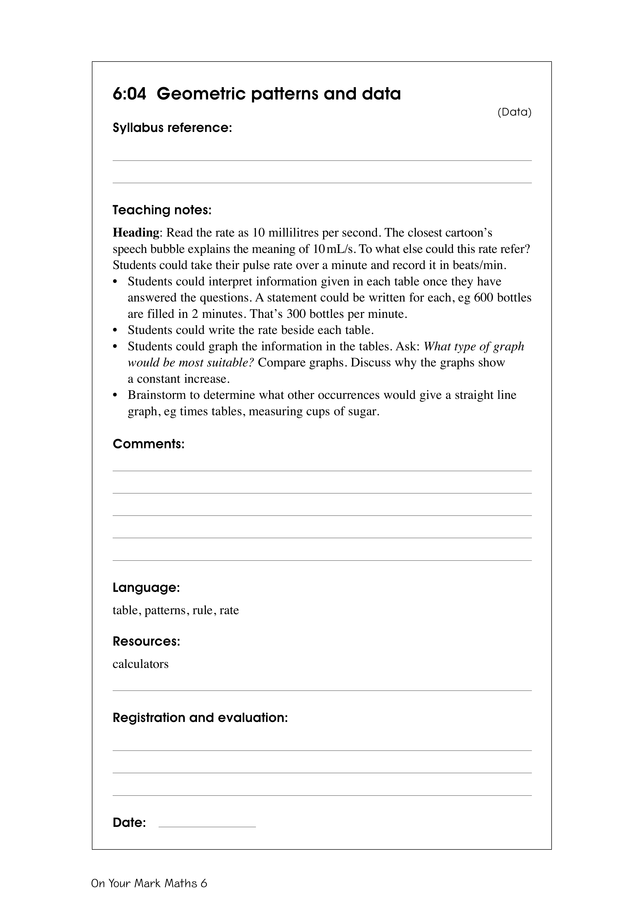 Geometric patterns and data — worksheet preview