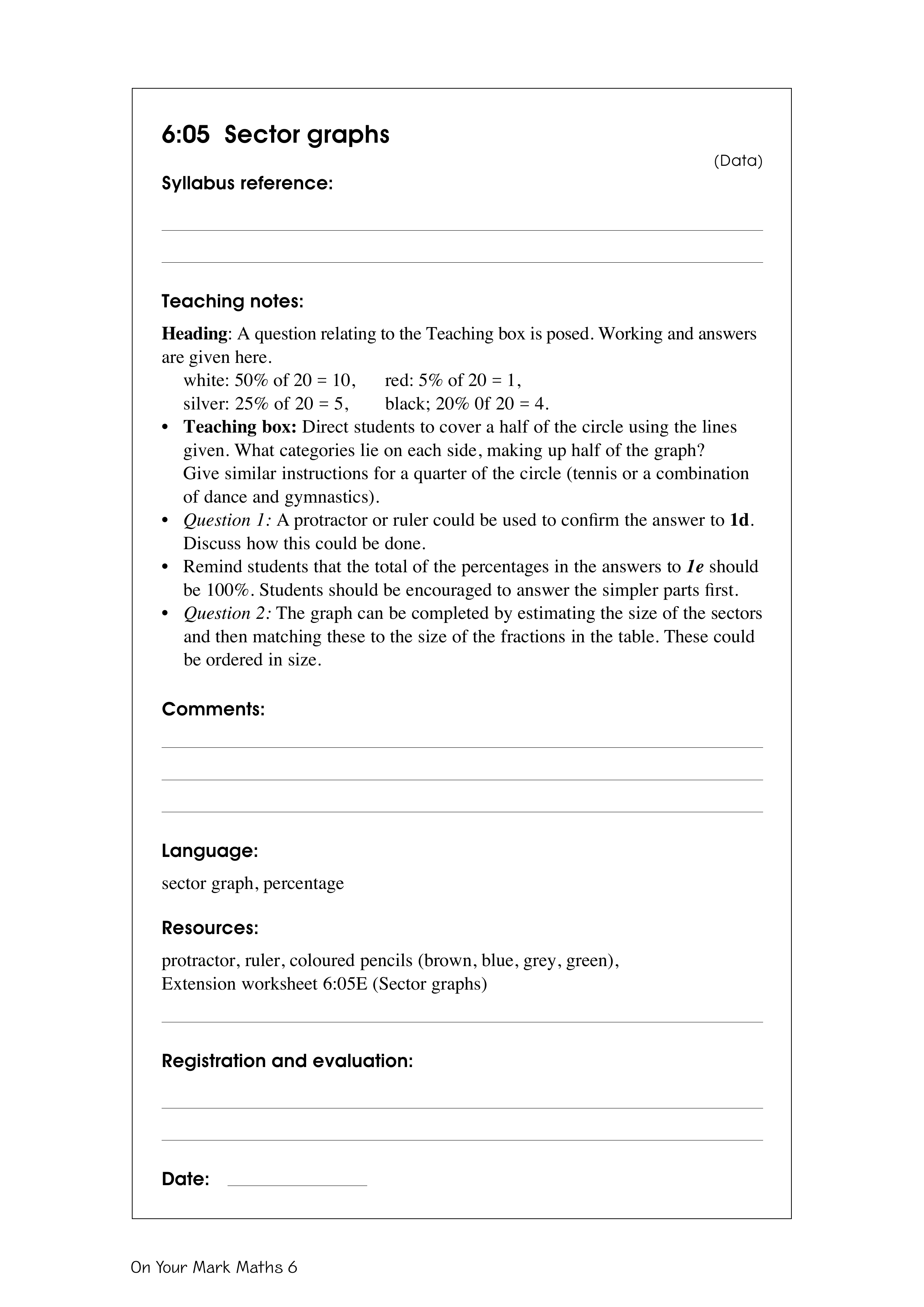 Sector graphs — worksheet preview
