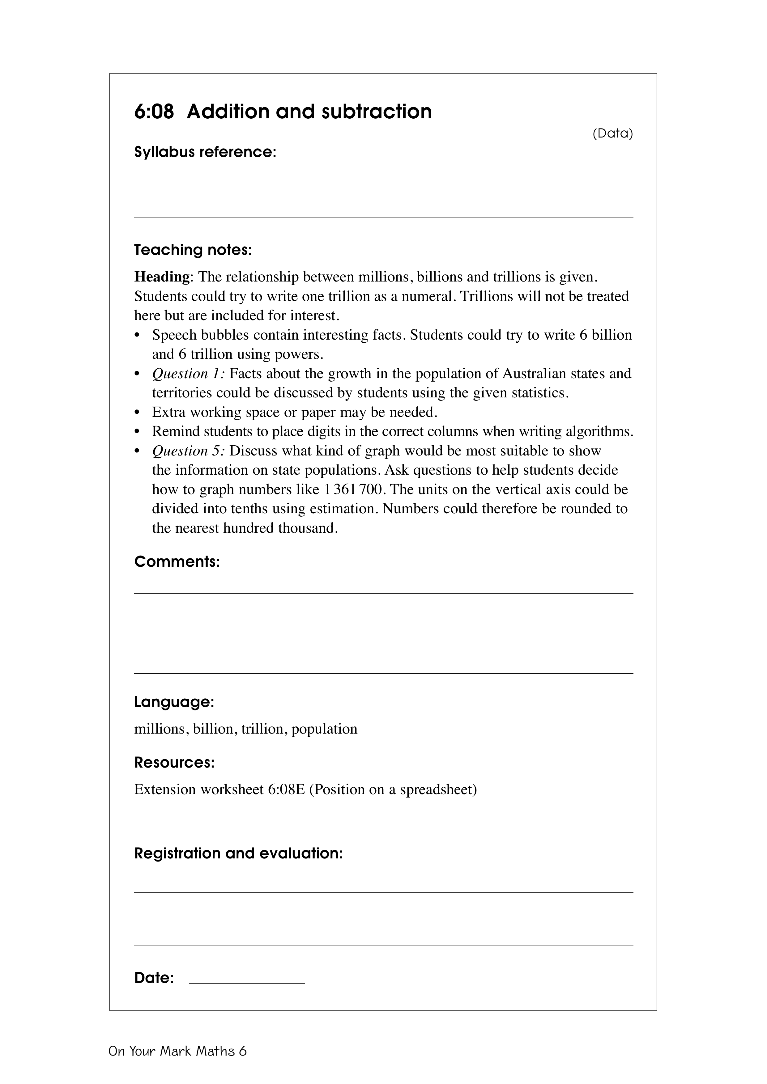 Addition and subtraction — worksheet preview