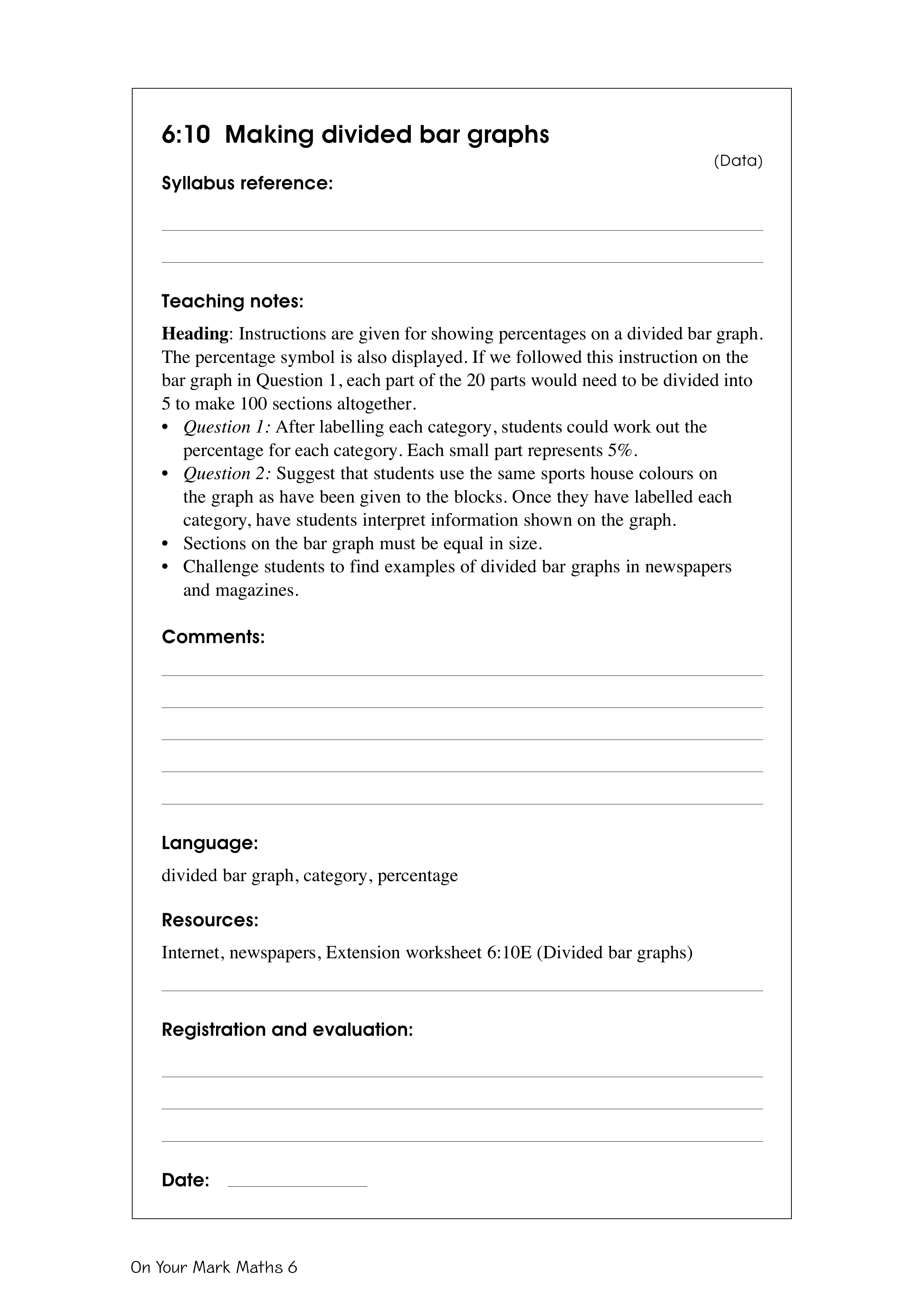 Making divided bar graph — worksheet preview