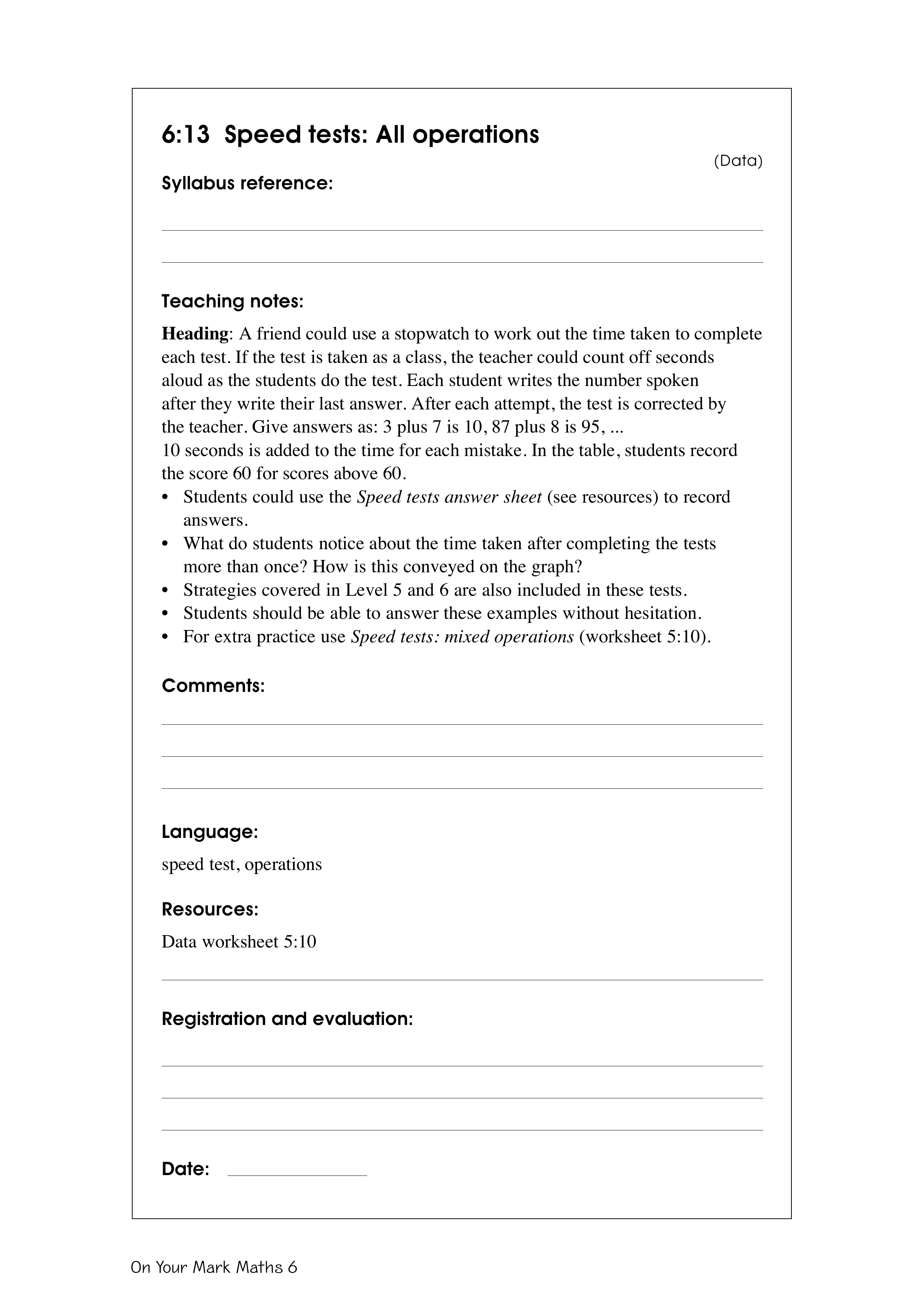 Speed tests: All operations — worksheet preview