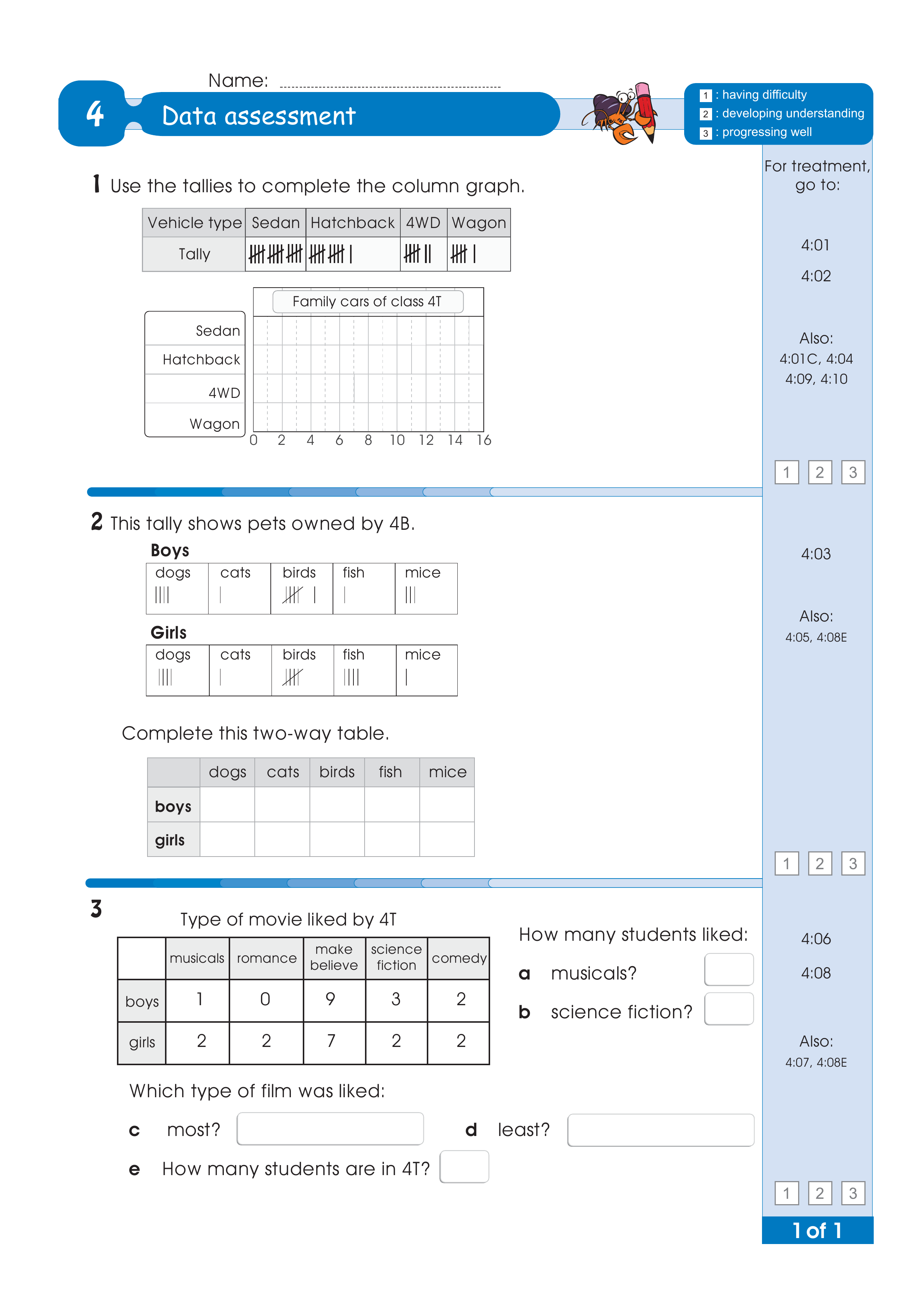 Assessment for the whole of Level 4 — worksheet preview